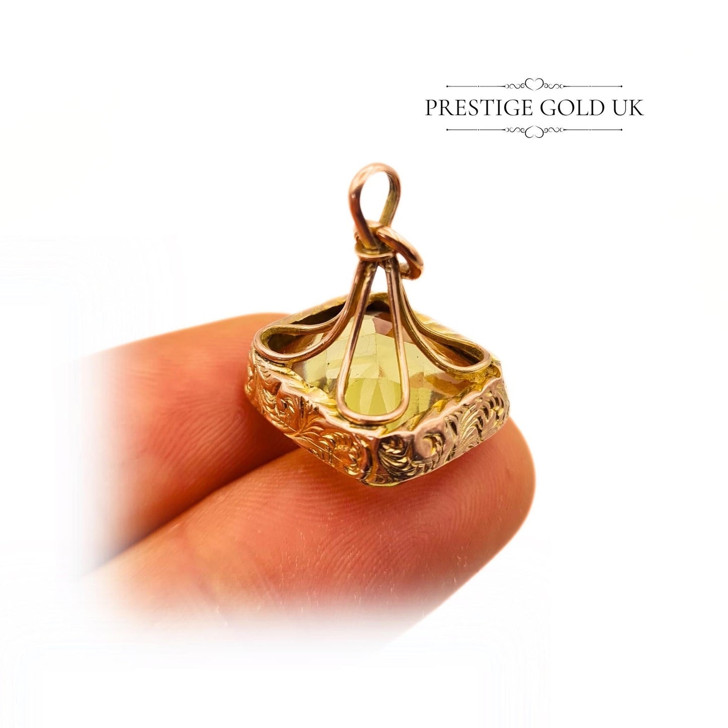 Antique 9ct Gold & Lemon Yellow Quartz Georgian Fob