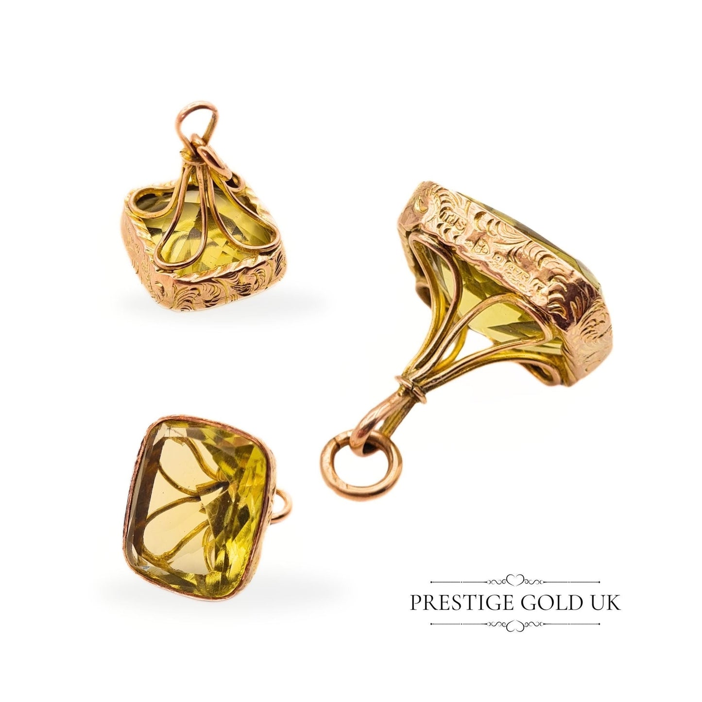 Antique 9ct Gold & Lemon Yellow Quartz Georgian Fob