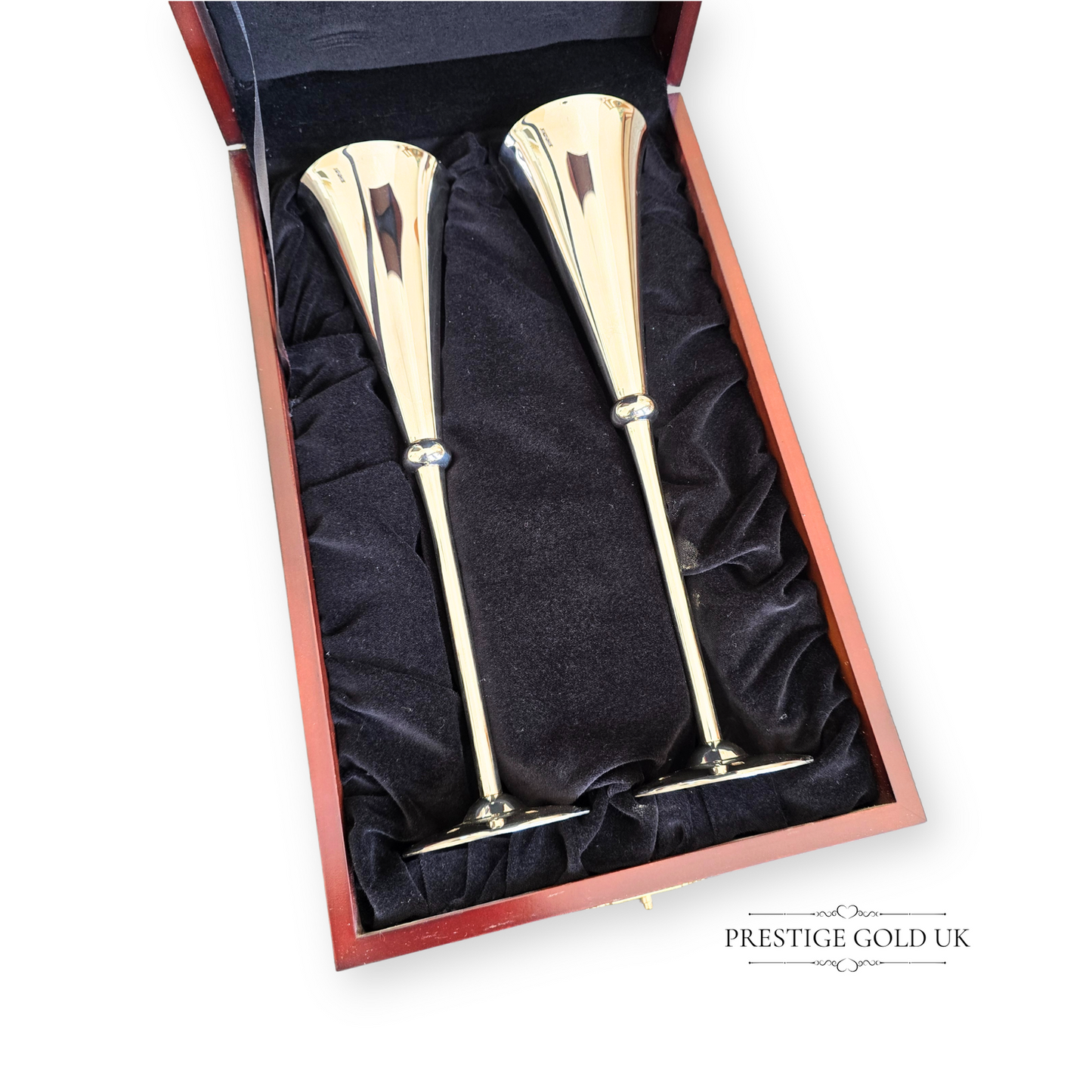 Britannia Silver Flutes Carrs Sheffield 2001 12" ( 30 cm) Boxed Wedding Gift