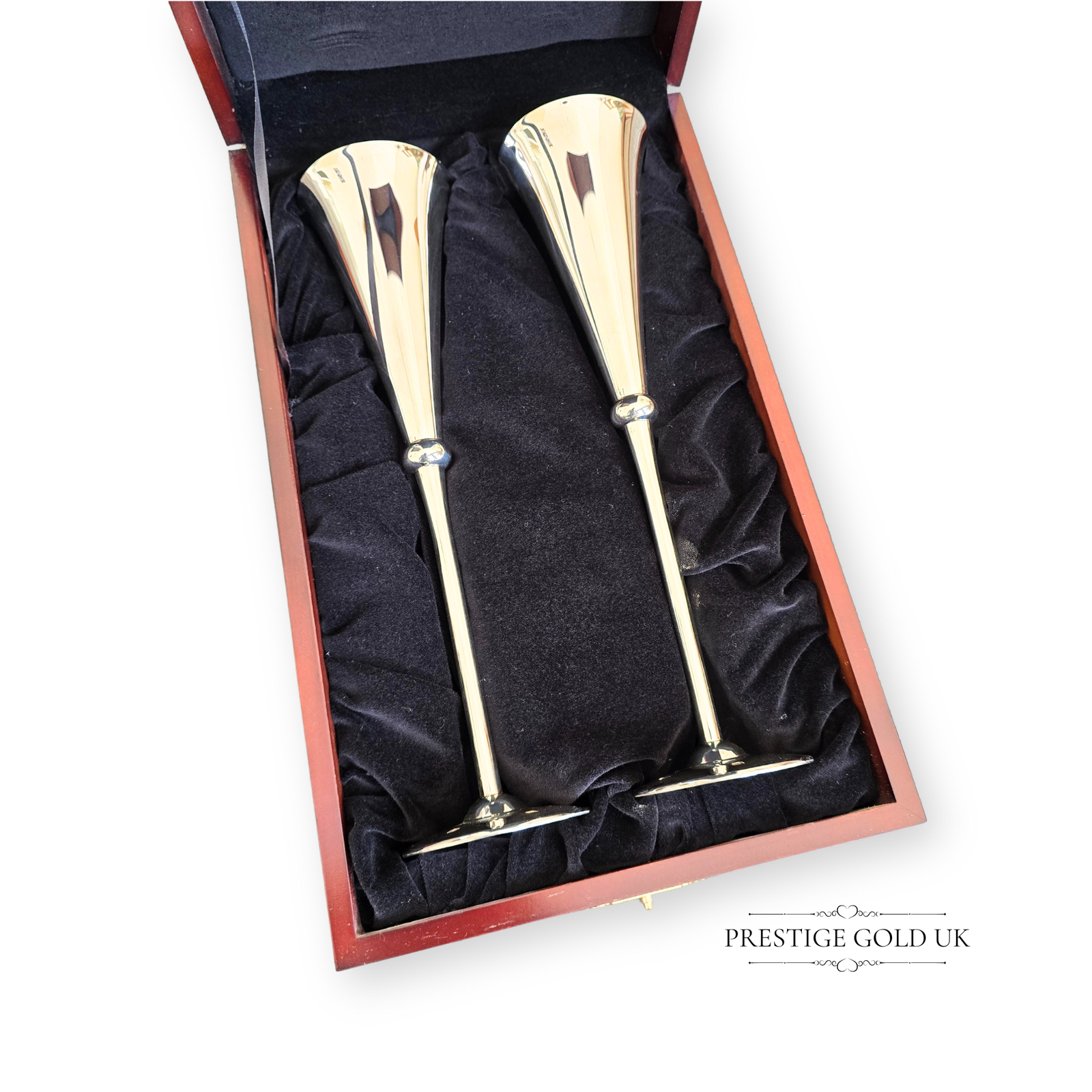 Britannia Silver Flutes Carrs Sheffield 2001 12" ( 30 cm) Boxed Wedding Gift