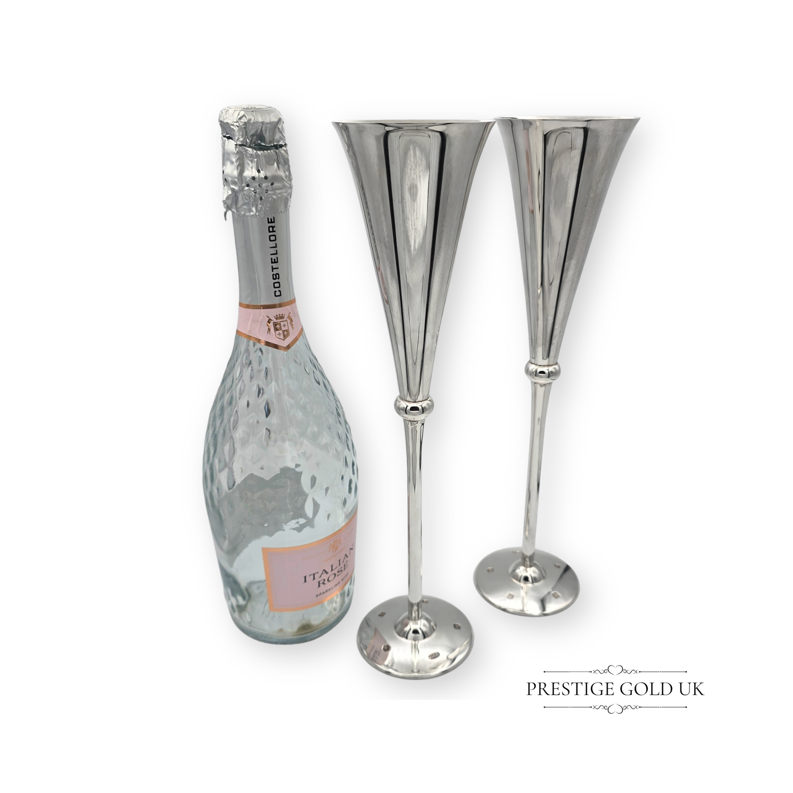 Britannia Silver Flutes Carrs Sheffield 2001 12" ( 30 cm) Boxed Wedding Gift