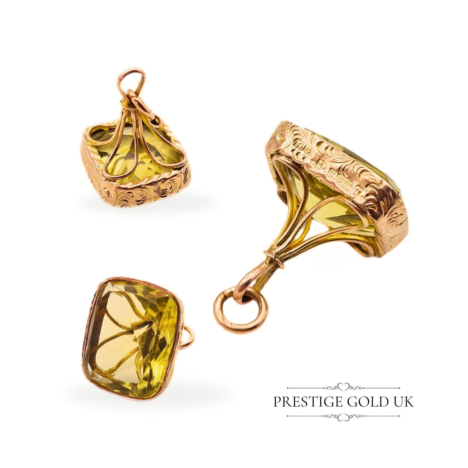 Antique 9ct Gold & Lemon Yellow Quartz Georgian Fob