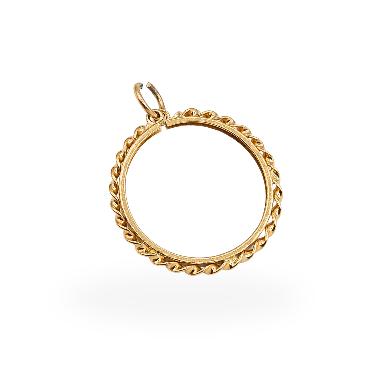 Quality 9ct Gold Half Sovereign Holder Pendant Twist Rope Edge Coin Mount