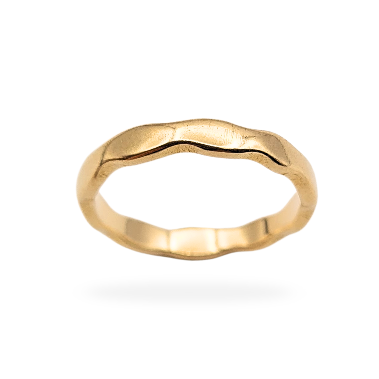 9ct Solid Gold Wavy Stacking Ring, Slim Wedding Band, UK I US 4 1/2