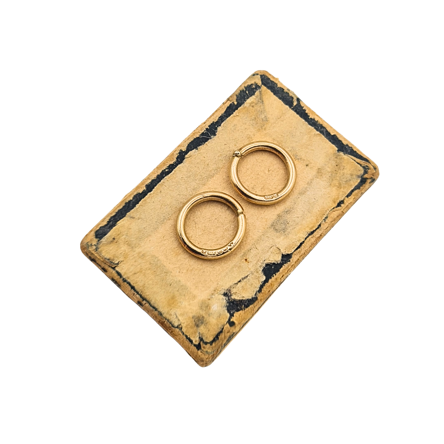 Pair 9ct Gold Closed Jump Rings Solid  Gold Connectors 7.4mm