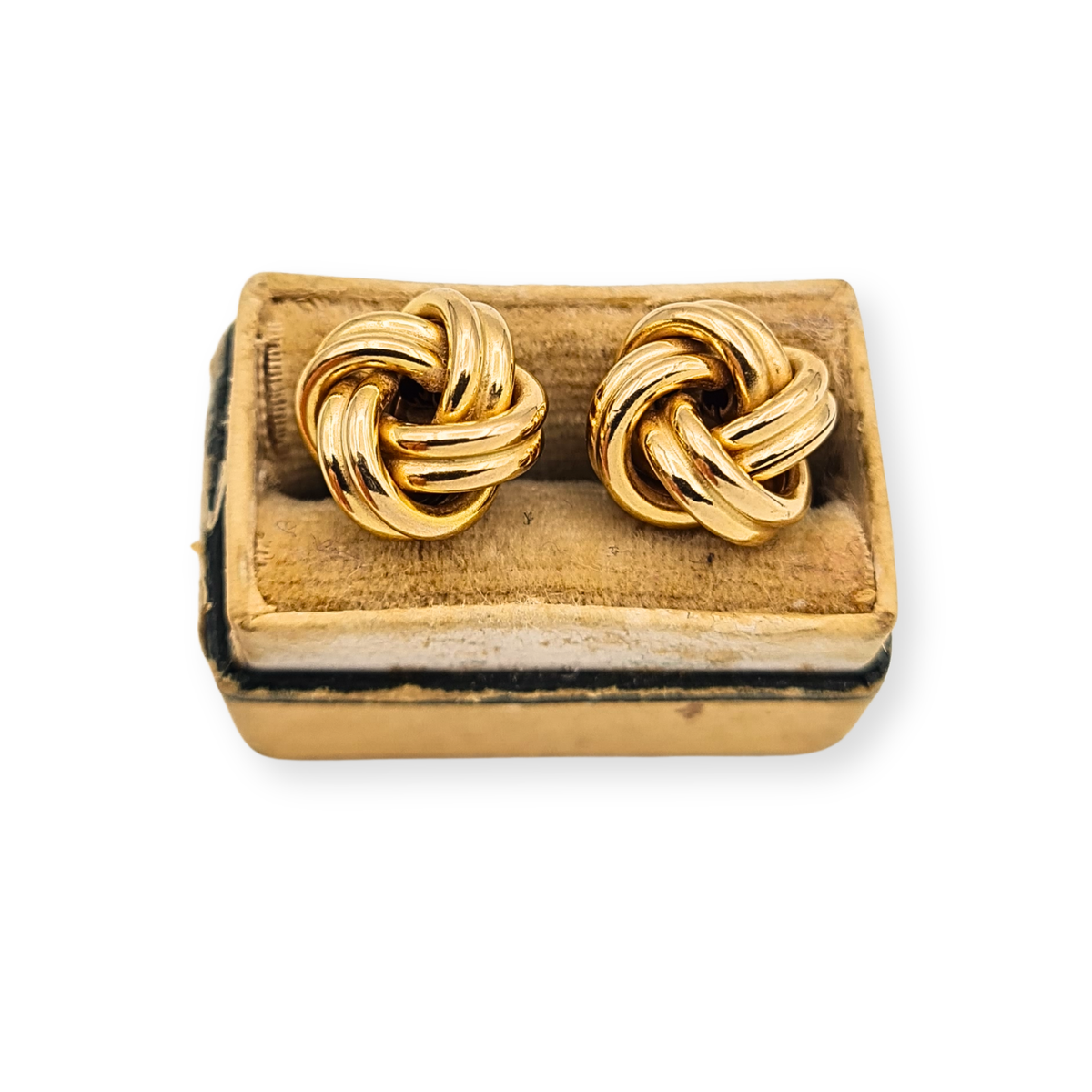9ct gold twin wire knot stud earrings with British hallmarks, 2.74g and 11mm wide