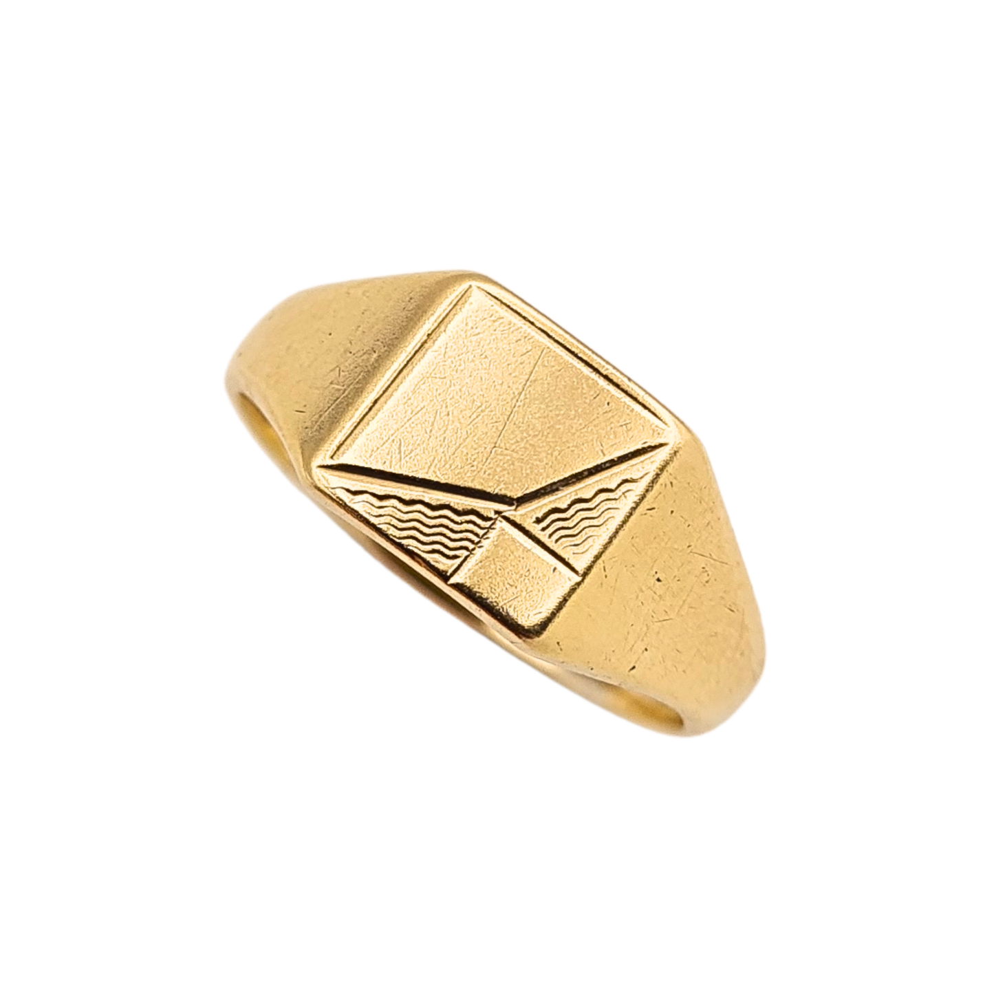 9ct Gold Engraved Signet Ring Hallmarked 1989 Solid Gold UK M1/2 US 6.5