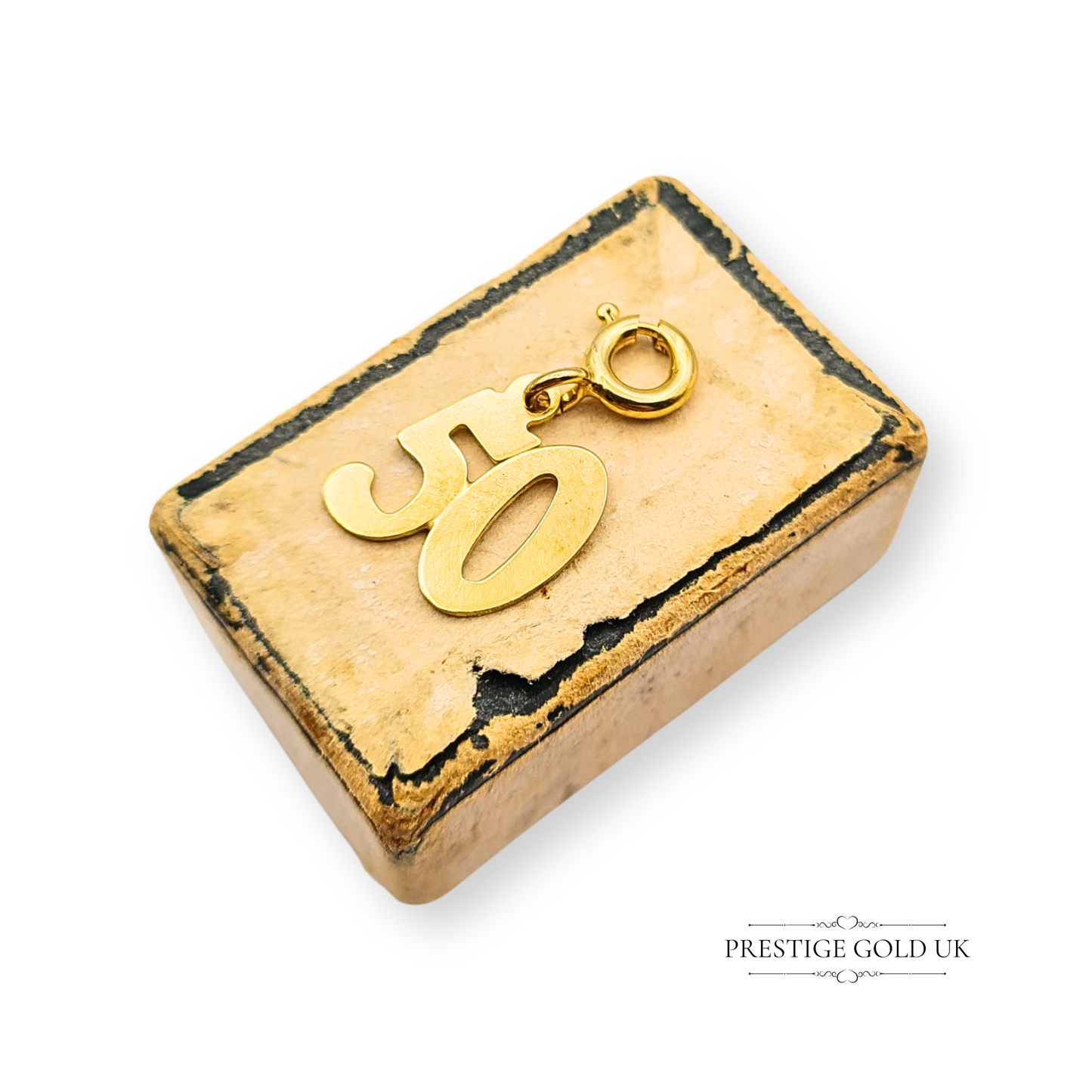 9ct Gold 50th Birthday Charm, Age 50 Milestone Birthday Present