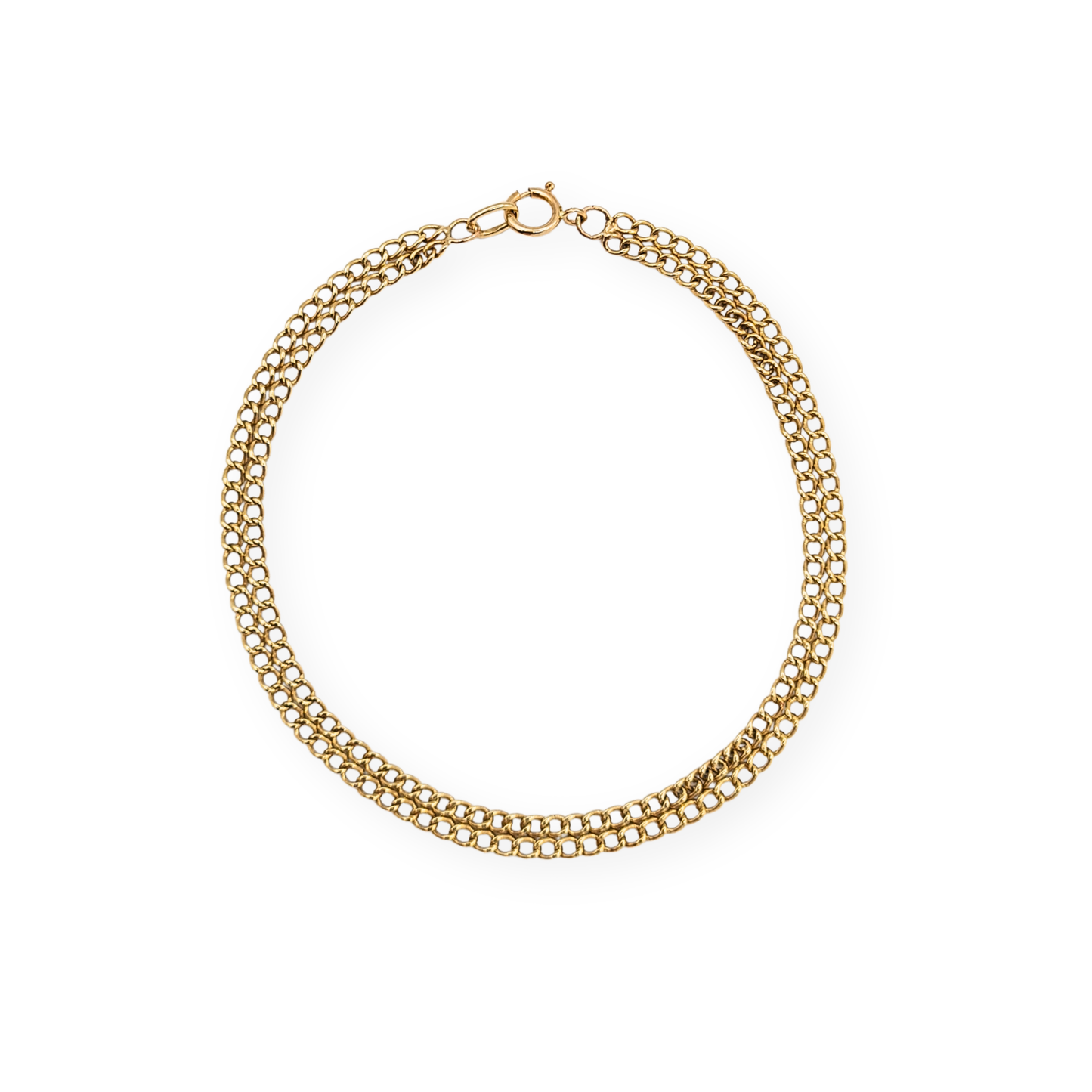 7 1/4" Long 9ct Solid Gold Twin Row Curb Bracelet