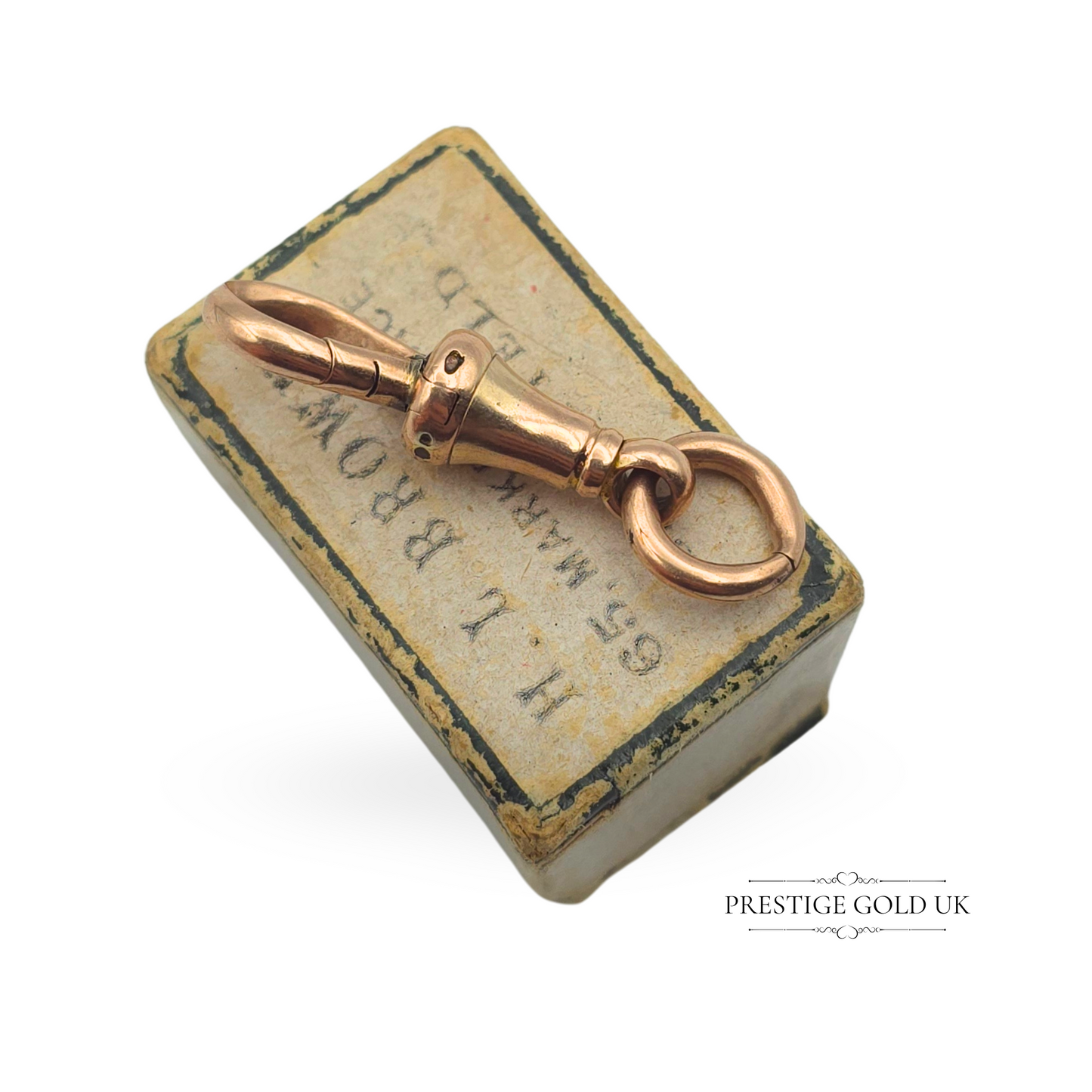 Antique 9ct Rose Gold Dog Clip for Albert Chain, Stamped 375, 23mm Long