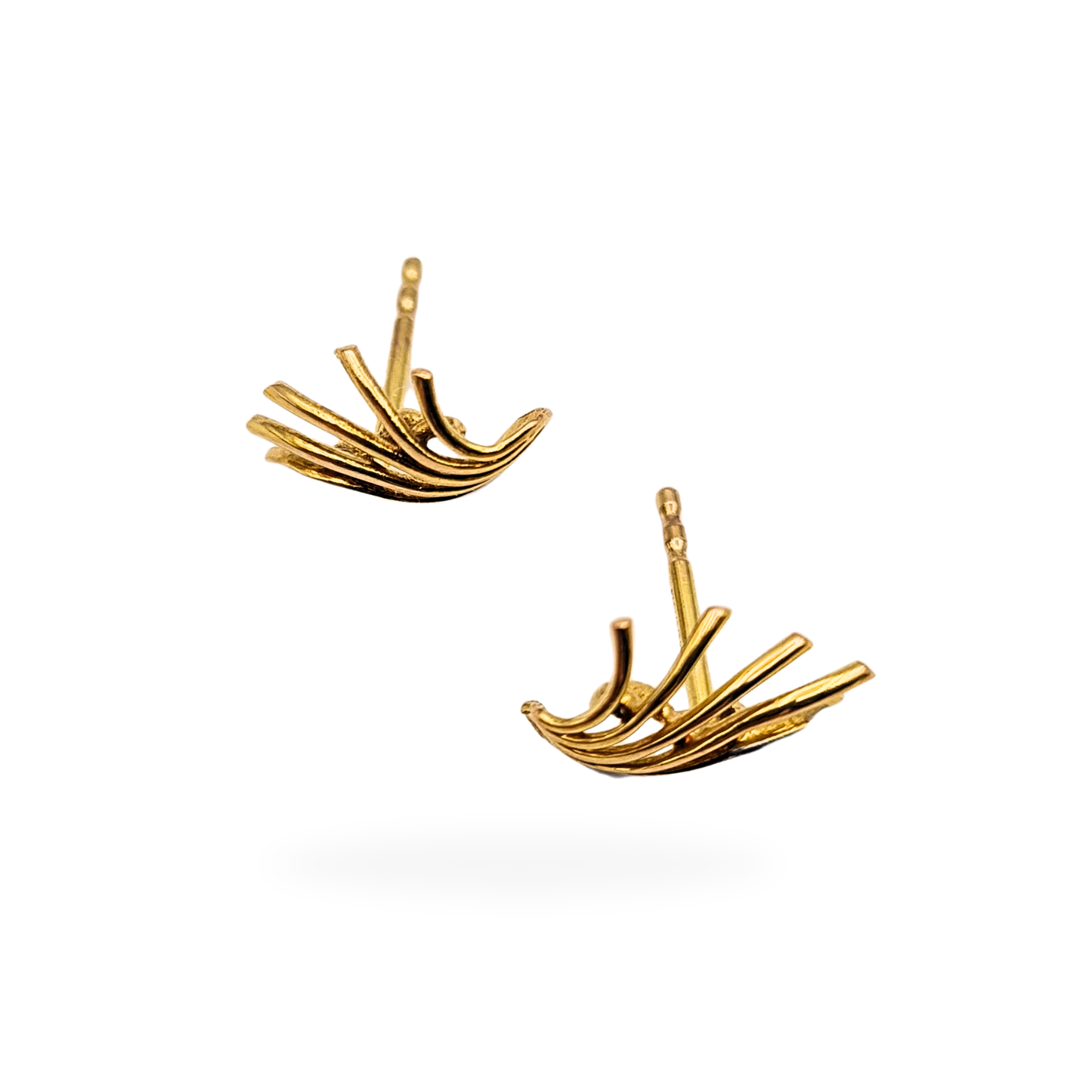 9ct Two Tone Gold Angels Wings Stud Earrings