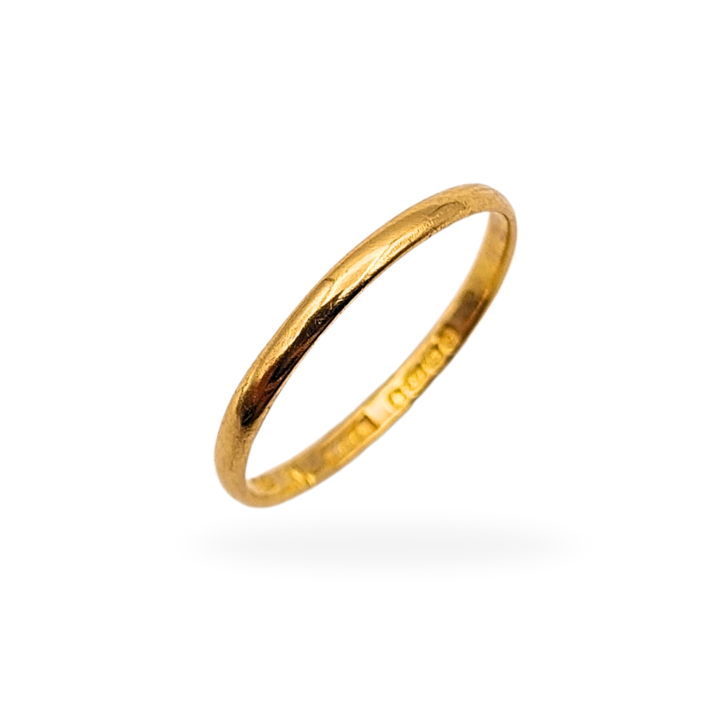 22ct Thin Gold Wedding Ring - Vintage 1940's - UK M 1/2, US 6 1/2, Euro 53.5