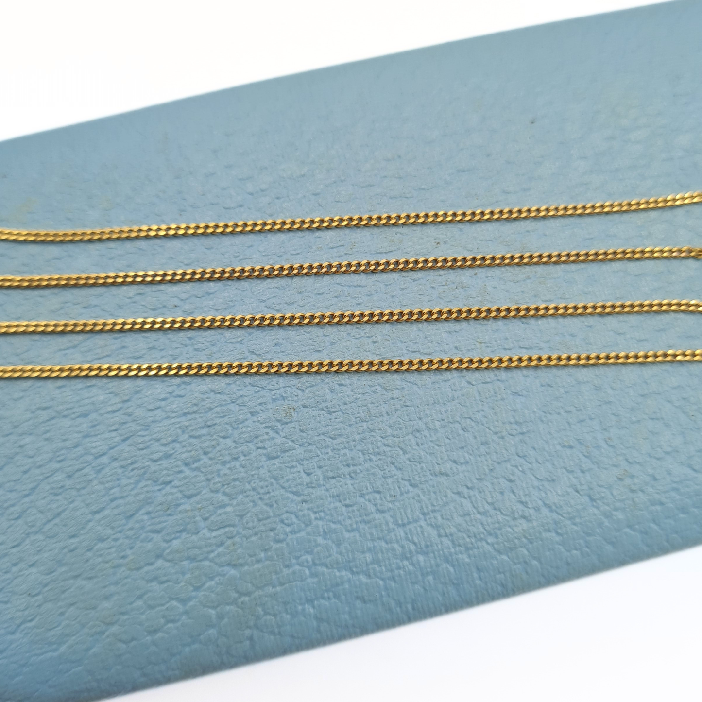 18" Long 9ct Gold Tiny Curb Chain Necklace 46cm Long  Dainty 1mm WIde Gold Chain