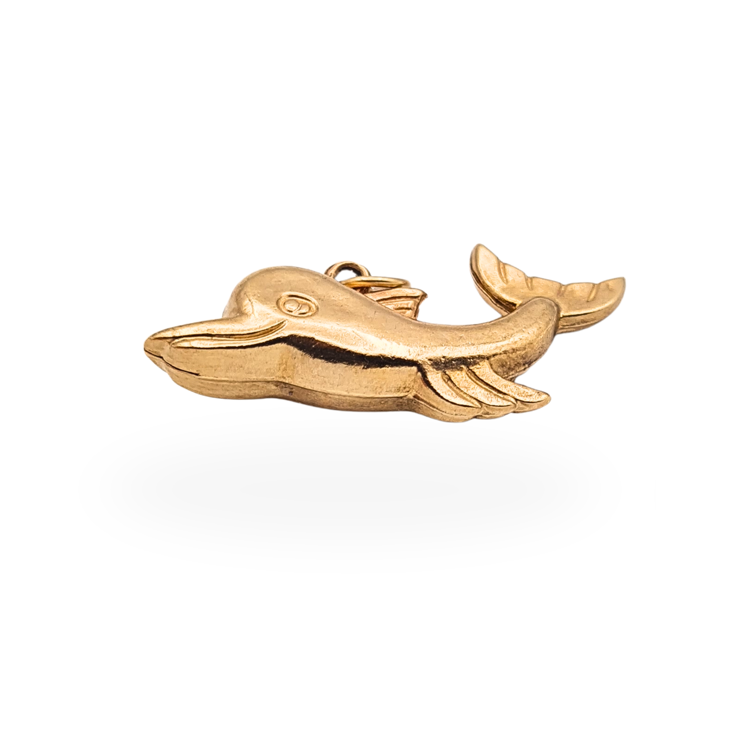 Vintage 9ct Gold Puffy Dolphin Charm Pendant Full British Hallmarks