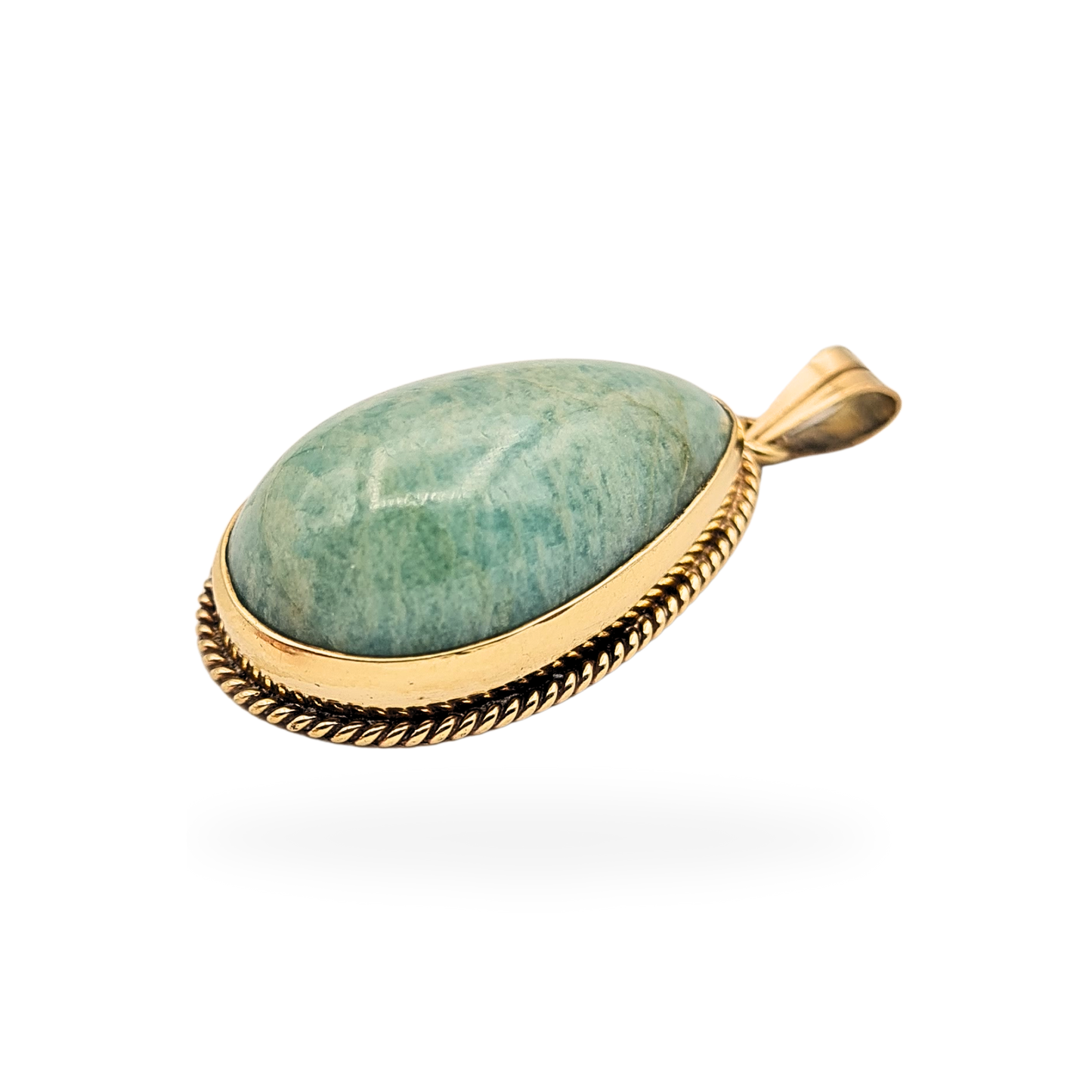 Large 9ct Gold Green Gem Pendant, Teardrop Cabochon