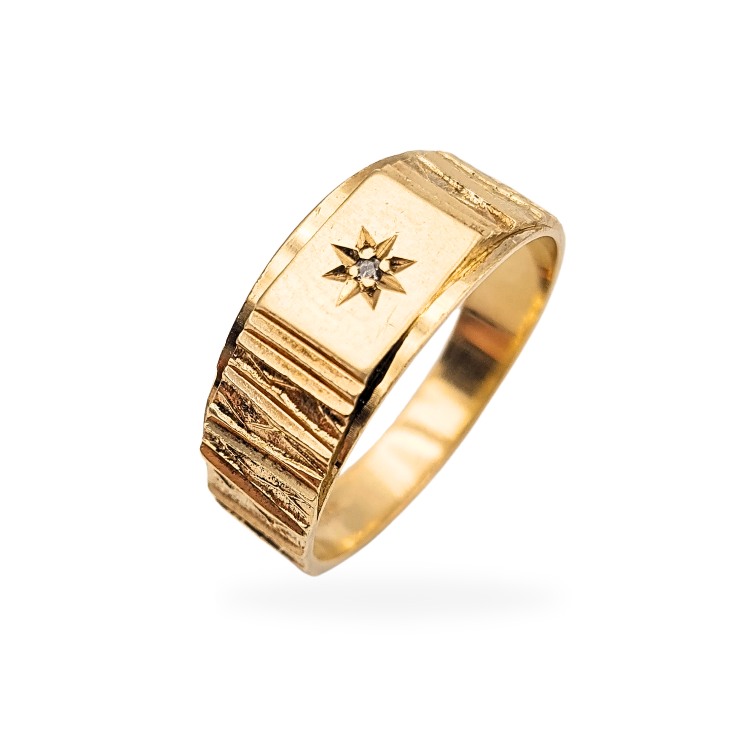 9ct Gold Diamond Signet Ring, Birmingham 1979, UK V 1/2