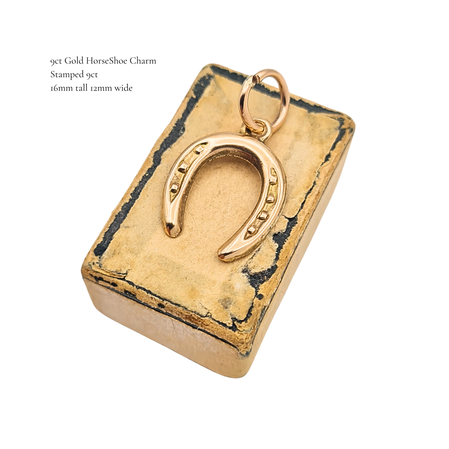 Small 9ct Gold Horseshoe Charm Pendant Small Hollow Lucky Charm
