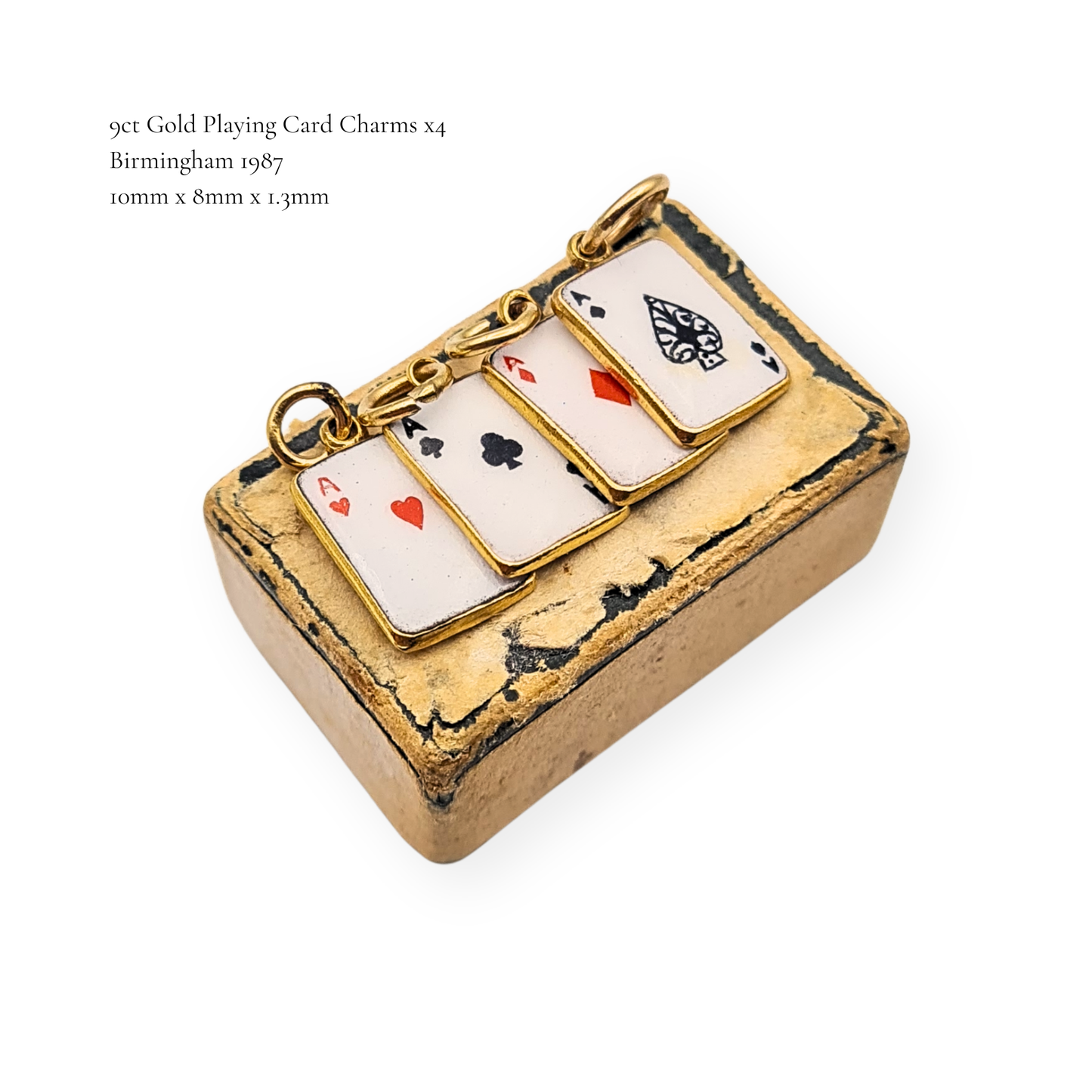 Rare 9ct Gold Individual Playing Card Charms, Set of Aces, 1987