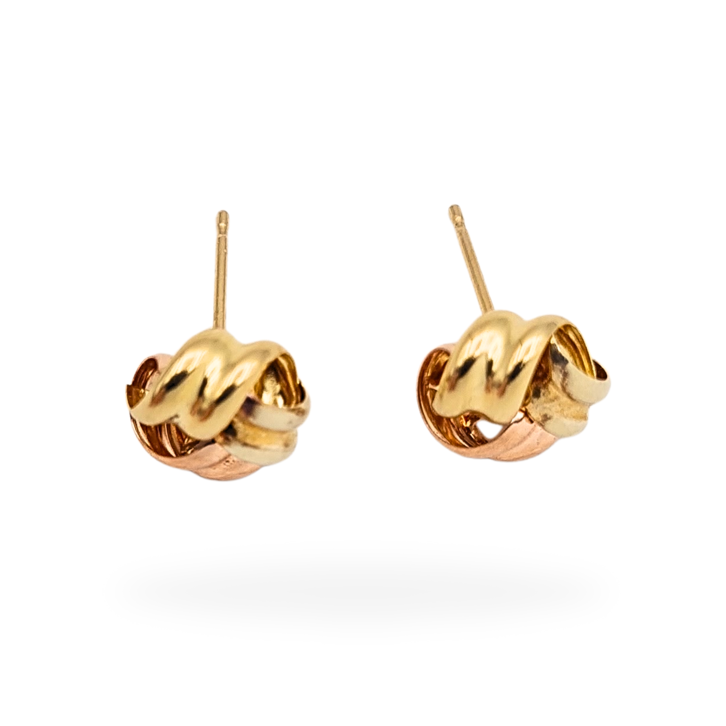 Small 9ct Tri-Colour Knot Stud Earrings With Butterfly Backs