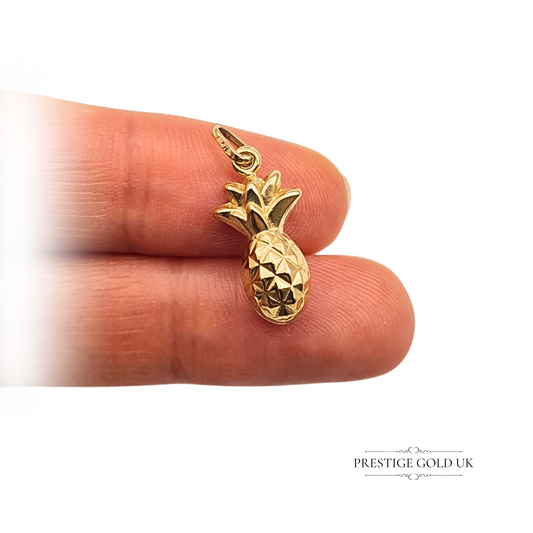 Tiny 9ct Gold Pineapple Charm - Small 9ct Gold Pineapple Charm