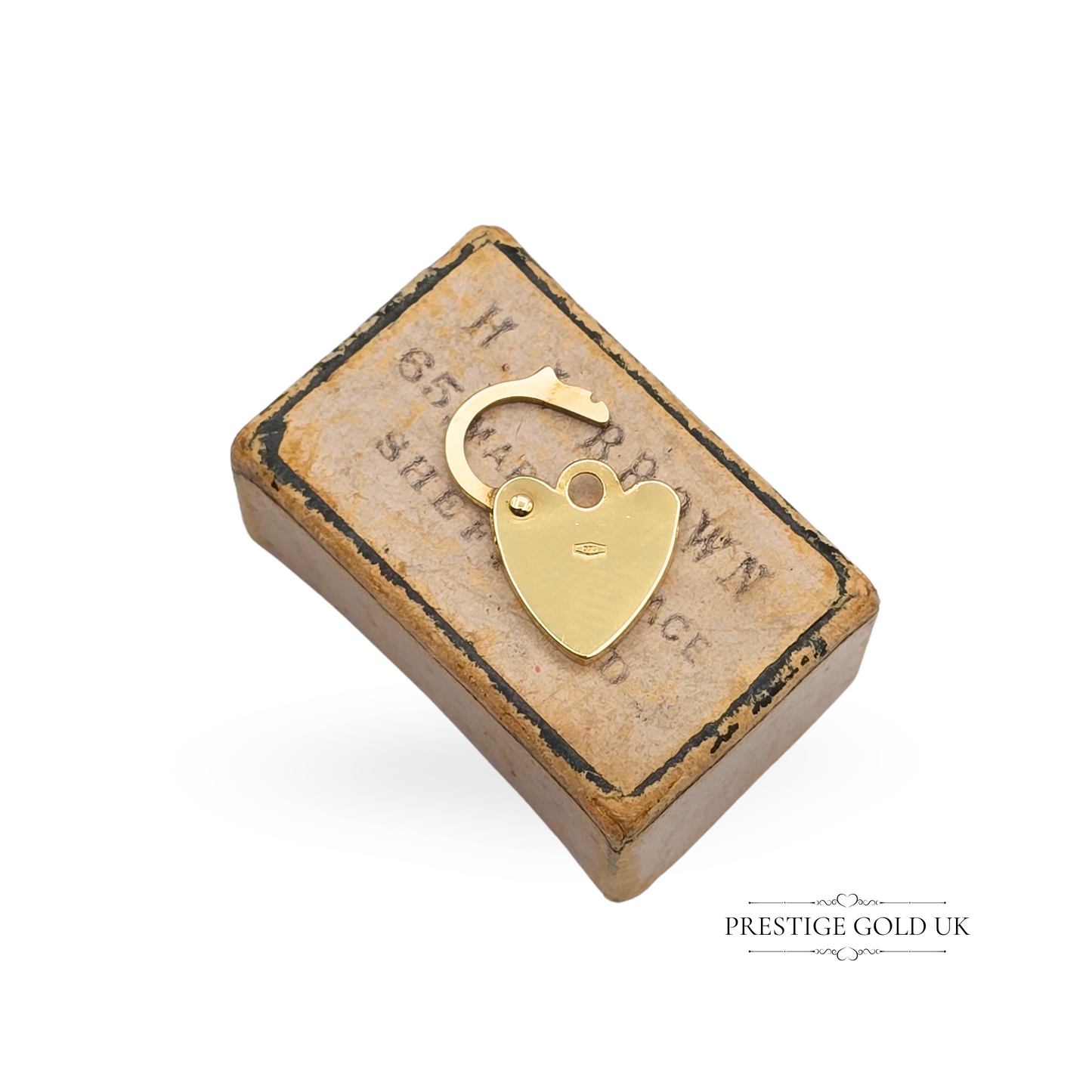 Tiny 9ct Gold Heart Padlock, Hand Engraved, Flat Design, 13mm Tall, Stamped 375
