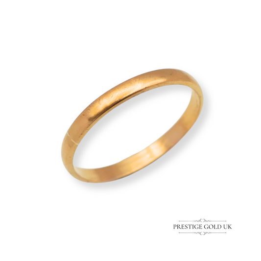 1950's Small 22ct Gold Wedding Band, Narrow Ring, UK L 1/2 US 6, 2mm Wide
