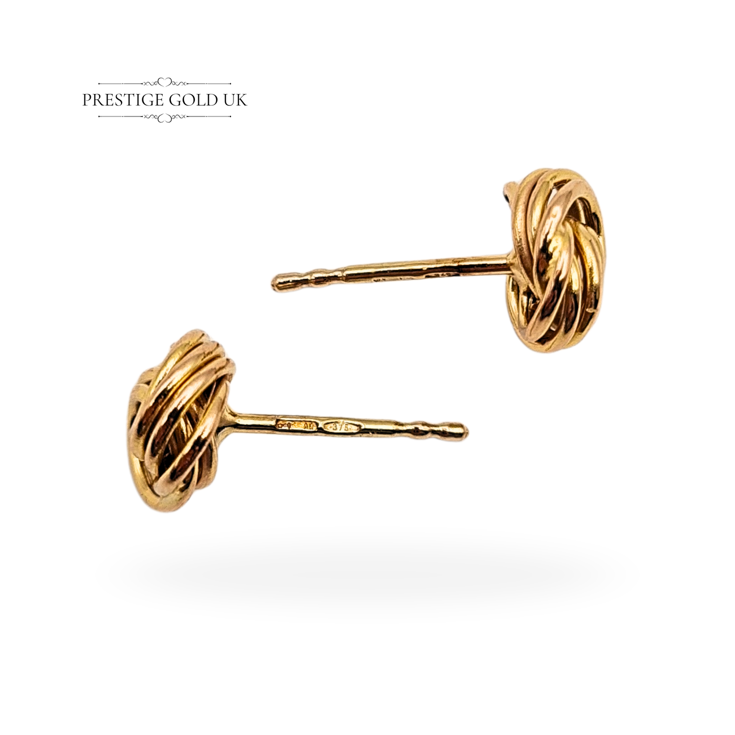 9ct Gold Knot Stud Earrings, Vintage Woolmark Knot Earrings With Butterfly Backs