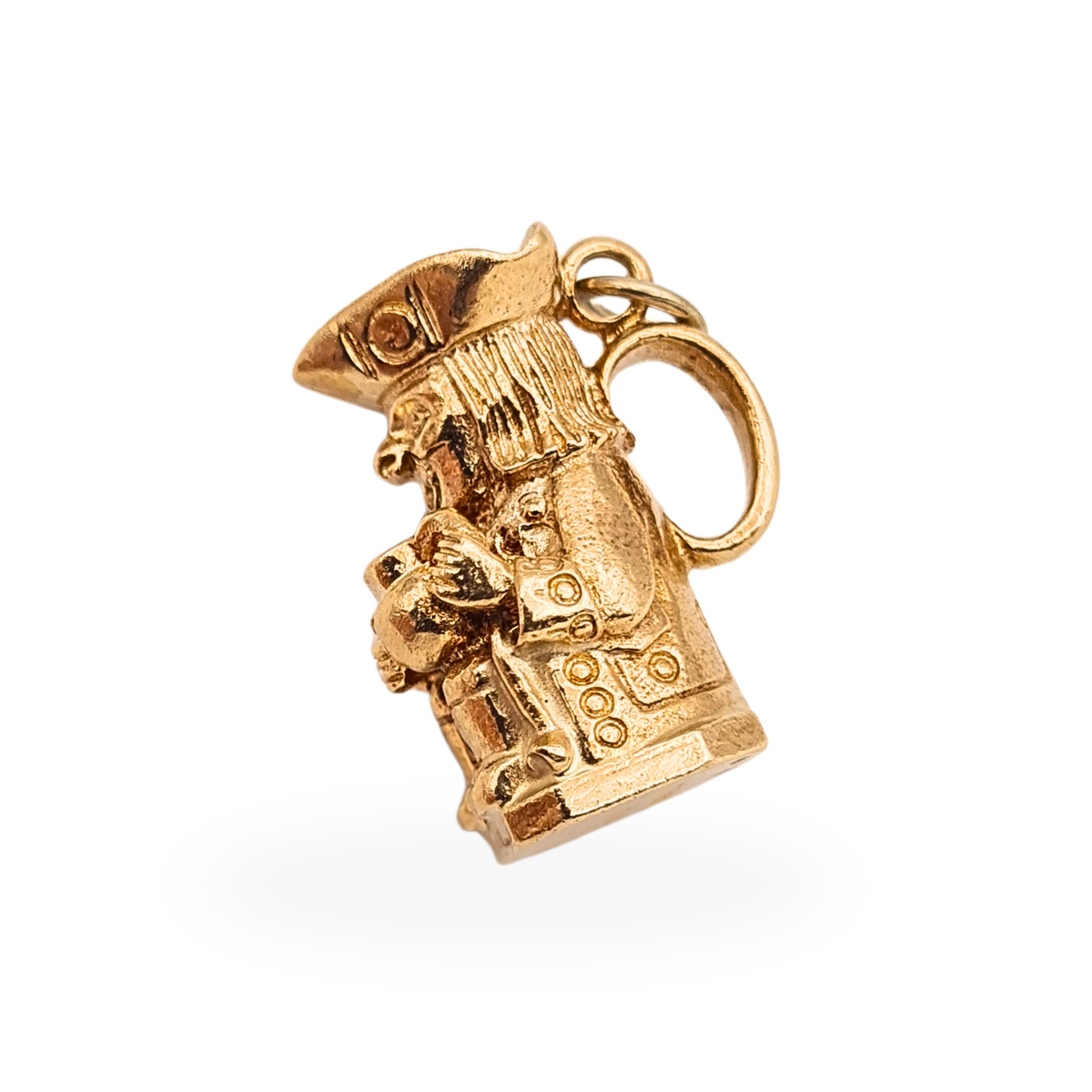 Solid 9ct gold British Toby Jug charm, Birmingham 1973 hallmark, 4.03g and 18mm tall