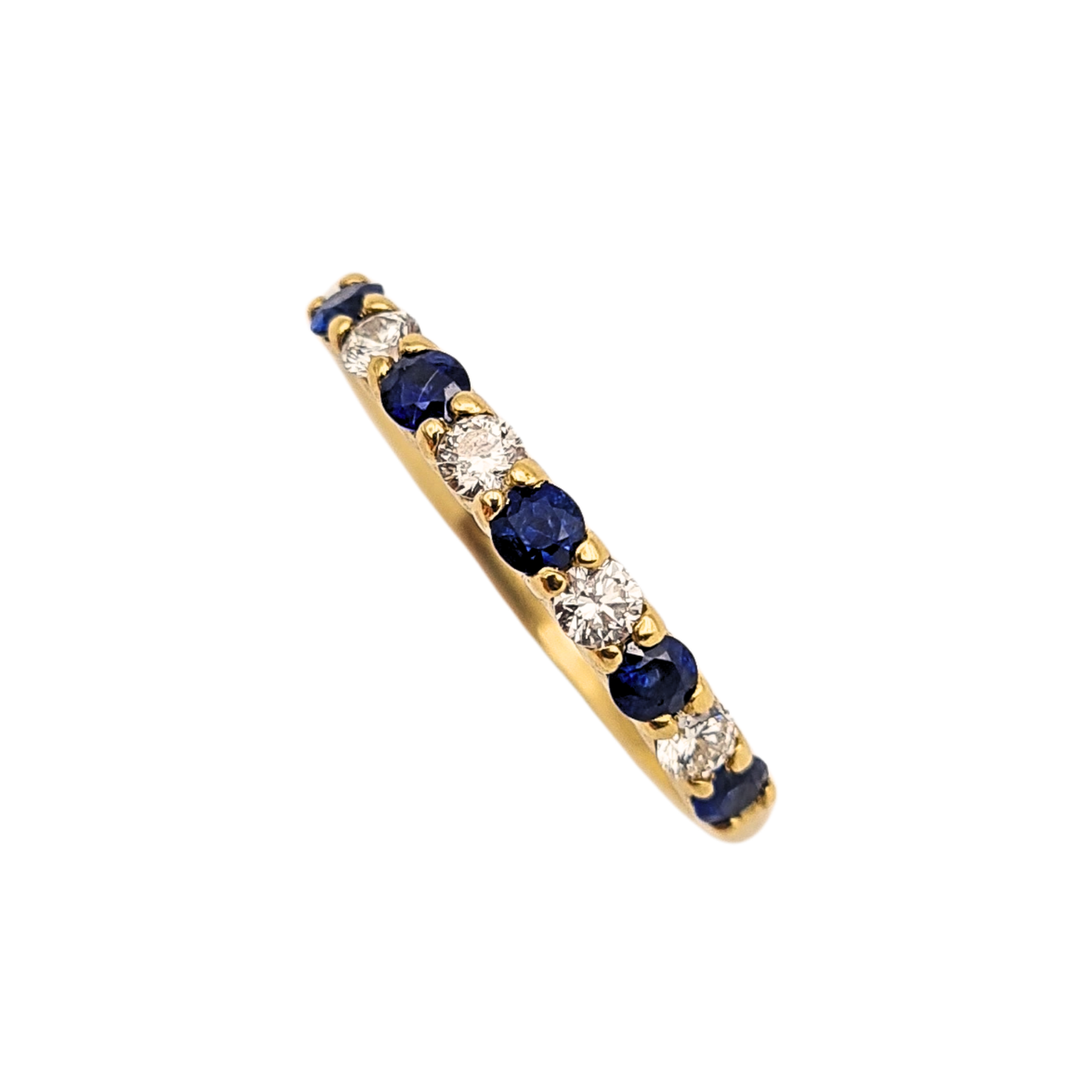 Quality 18ct Gold Sapphire Diamond Eternity Ring 1974 Hallmarked UK N US 6.75