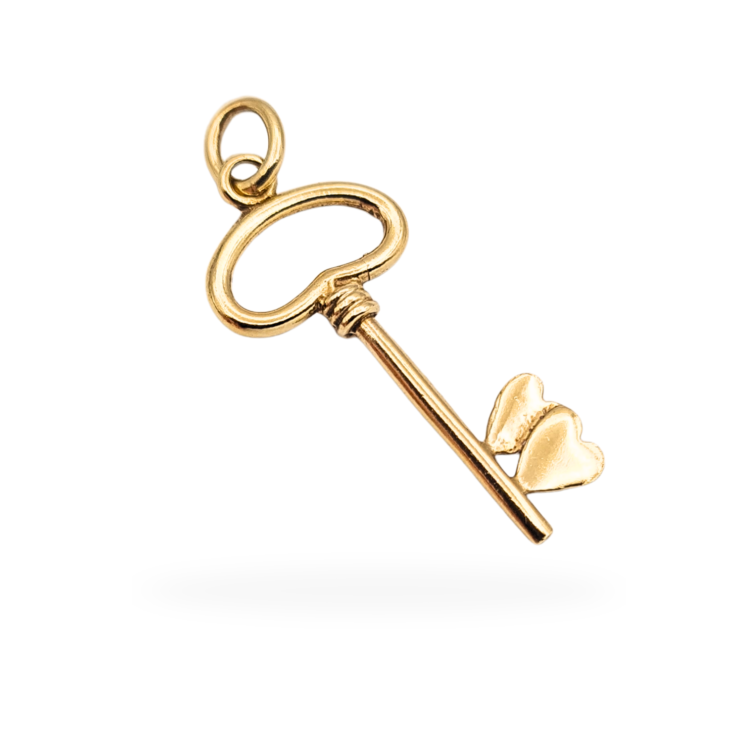 Large 9ct Gold Heart Key Charm 25mm Fully Hallmarked