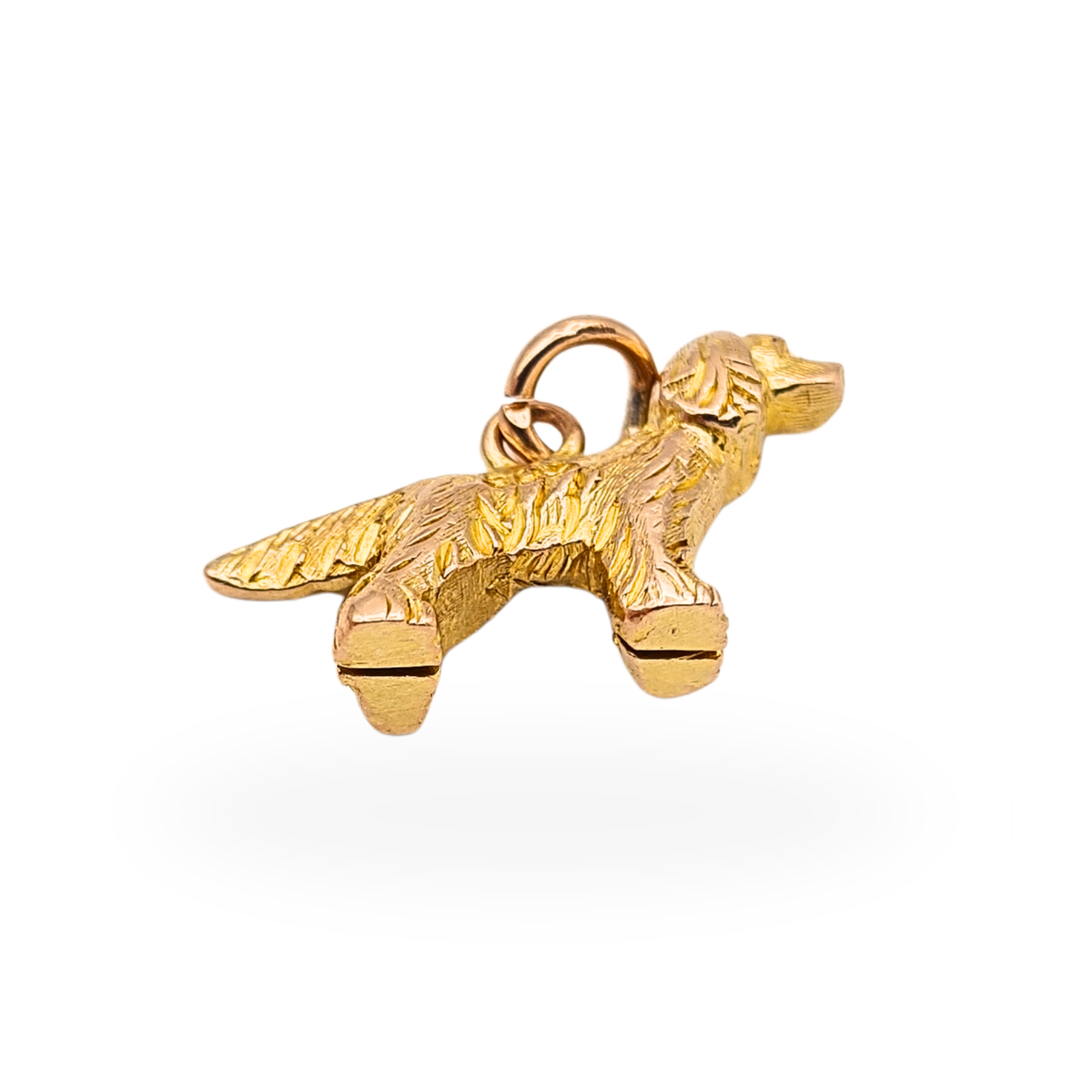 9ct Gold Red Setter Dog Charm Solid Hand Engraved Pendant