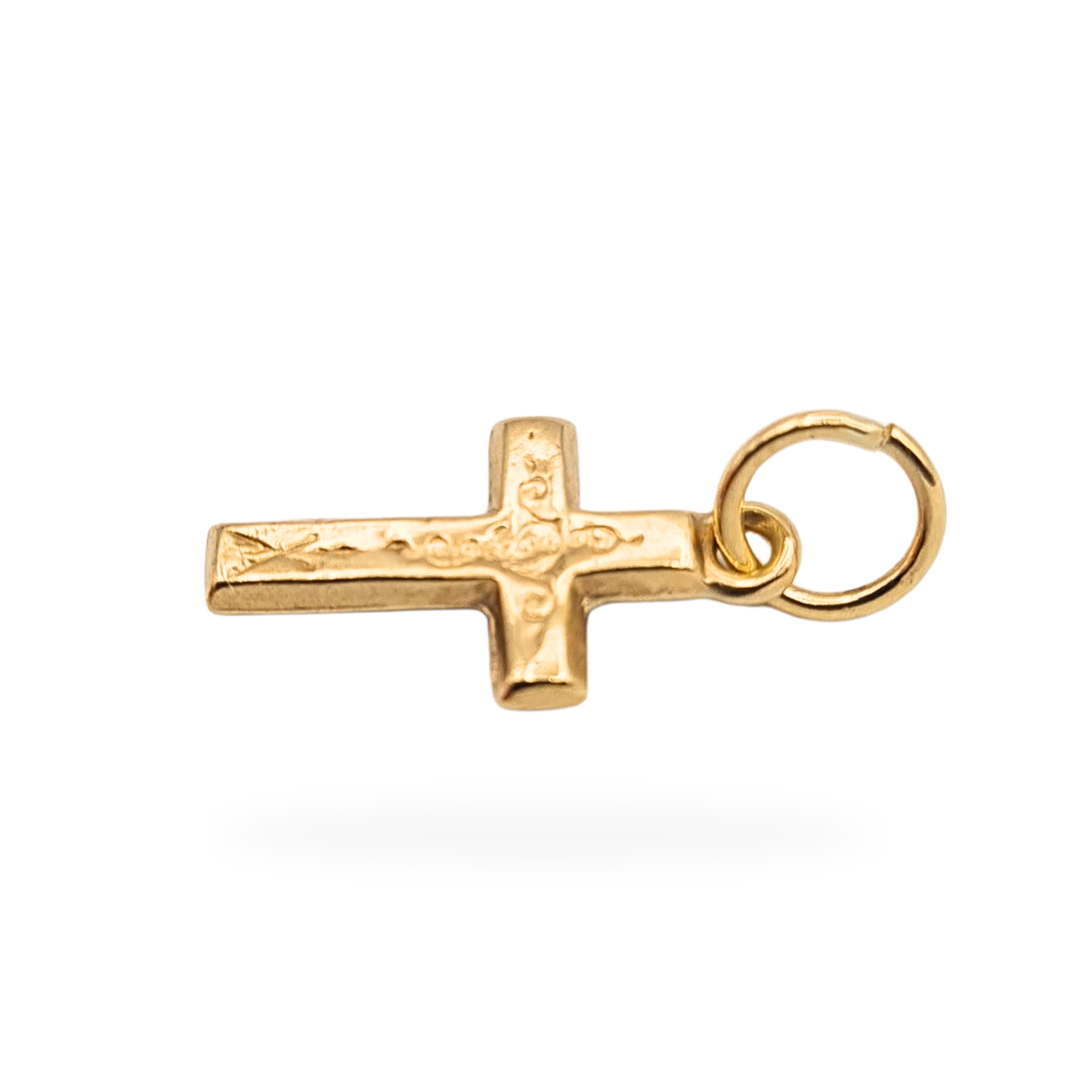Tiny 9ct Gold Cross Pendant Engraved 16mm
