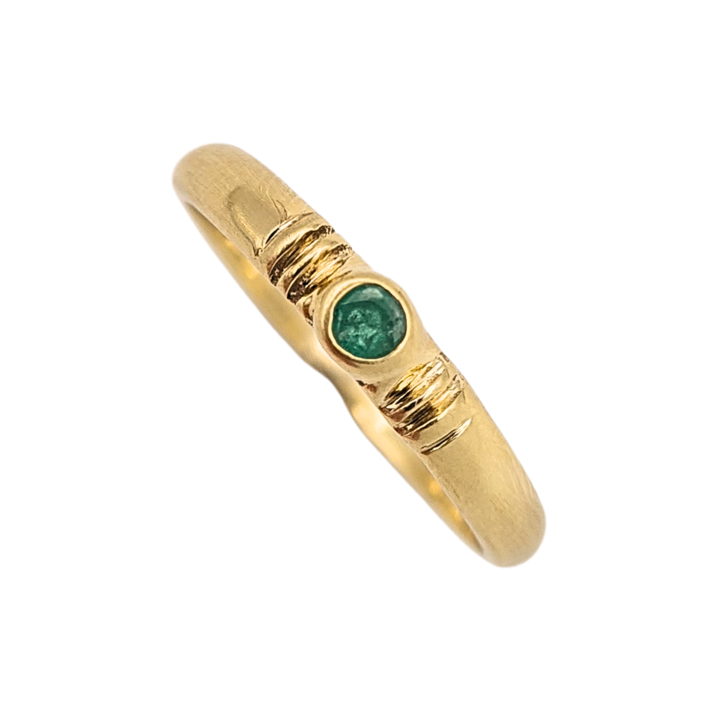 9ct Gold Emerald Ring UK M US 6 1/4 Green Stone Band