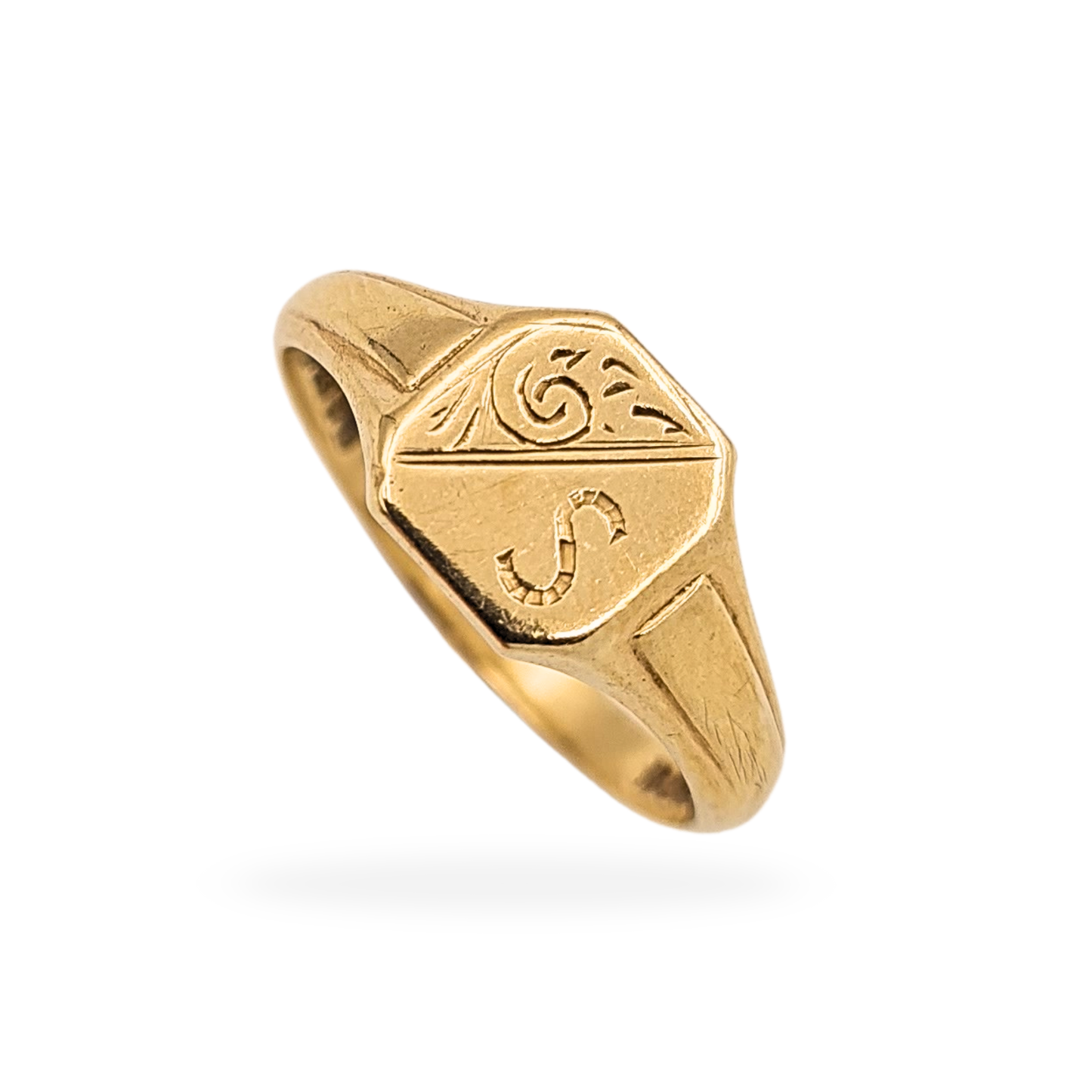 Small 9ct Gold Signet Ring S, Birmingham 1975, UK L 1/2 US 6