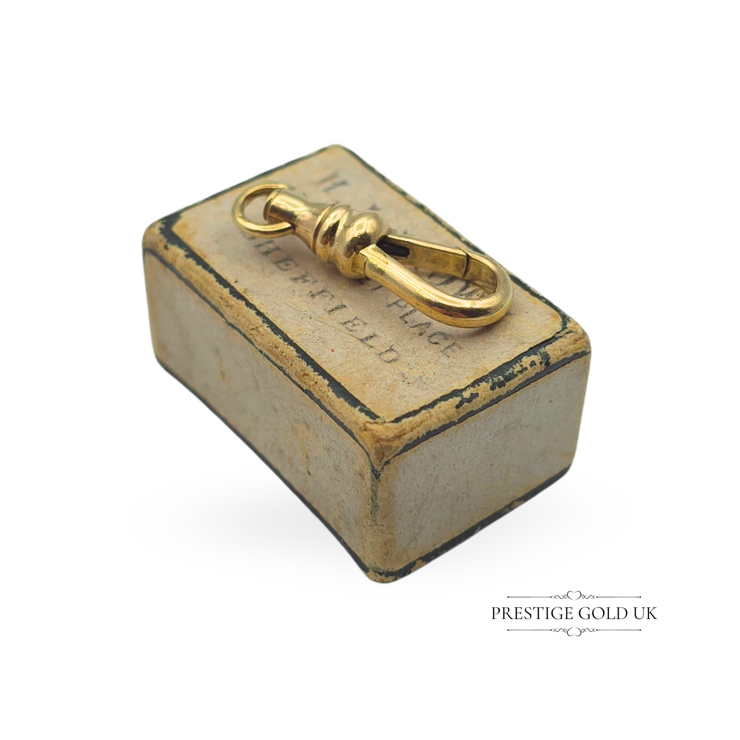 Vintage 9ct Yellow Gold Dog Clip, 22mm Fixed Bolt Ring, Stamped 9ct