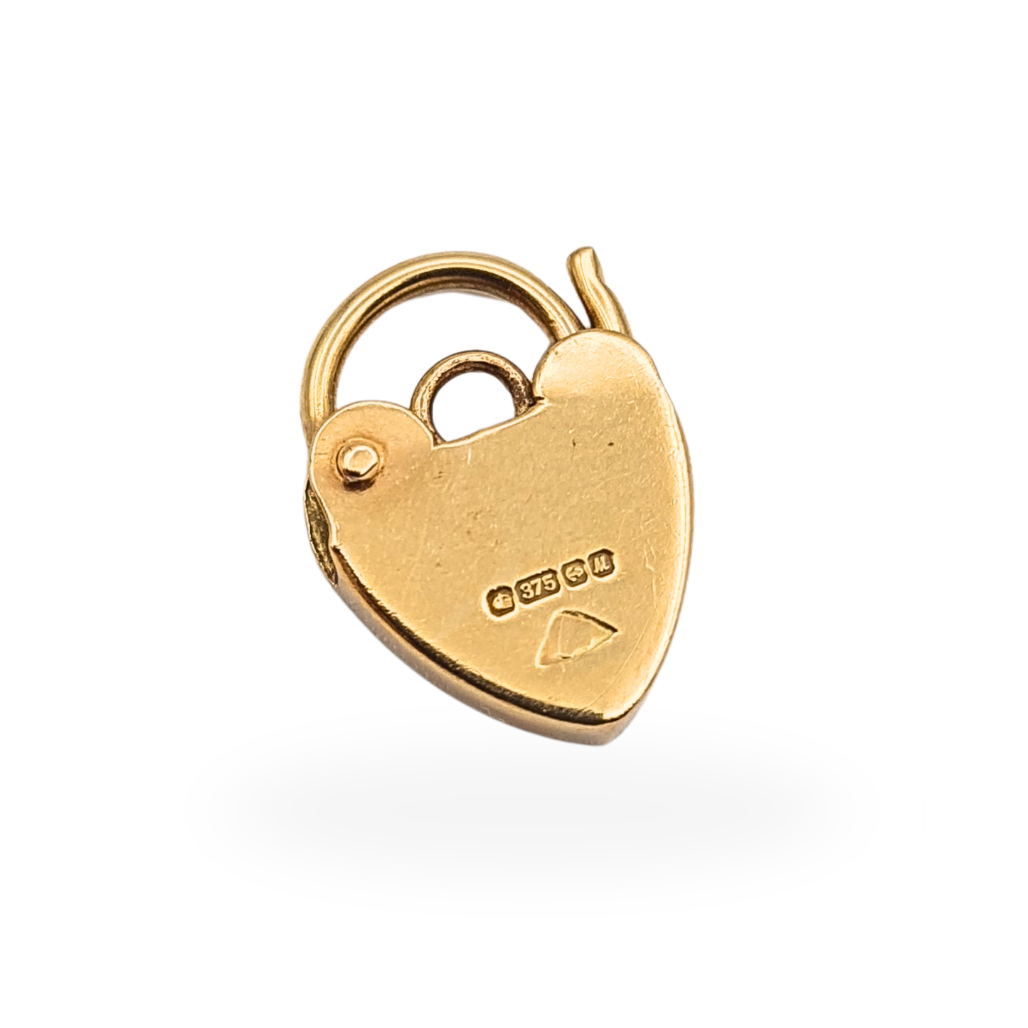 Tiny 9ct Gold Heart Padlock Charm Hallmarked Yellow Gold Pendant Clasp