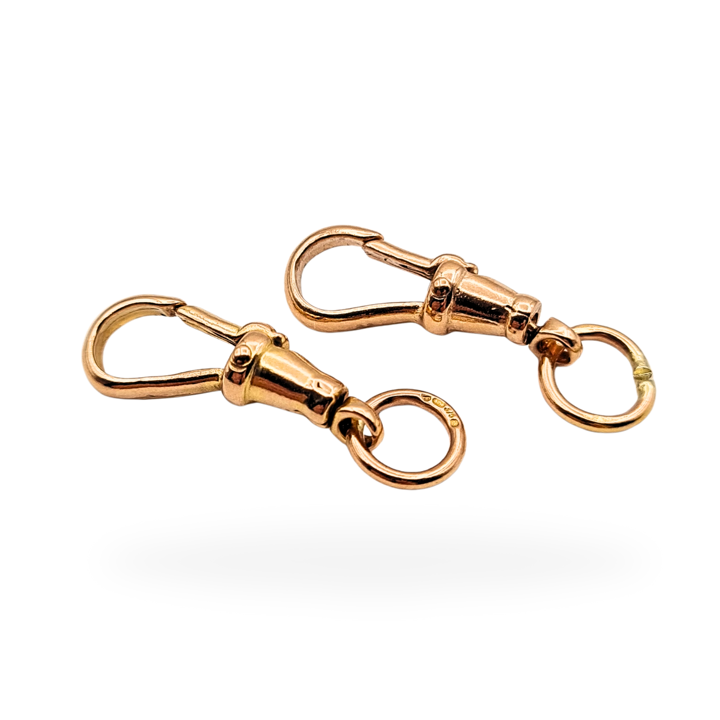 Matching Pair of 9ct Rose Gold Dog Clips British Hallmarked