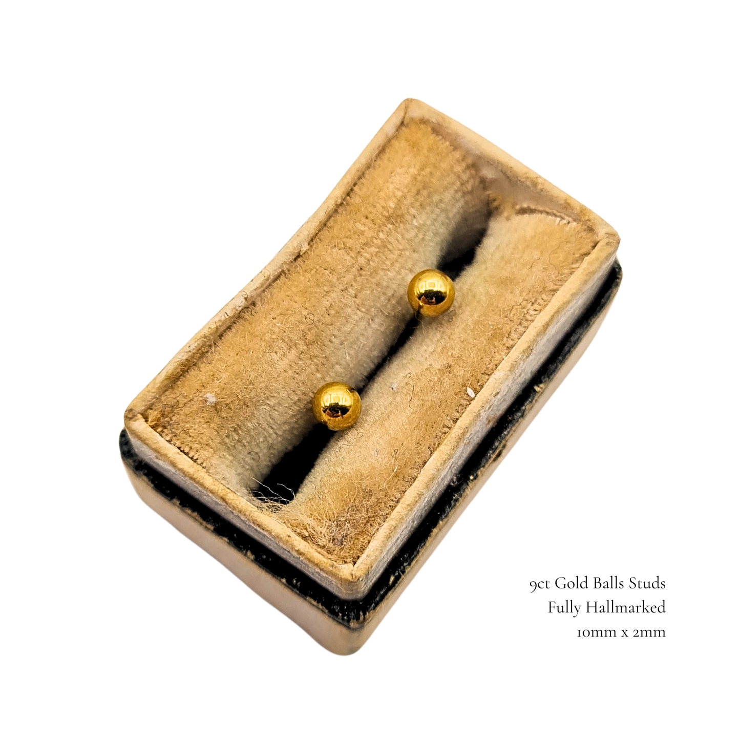 9ct Yellow Gold Ball Stud Earrings, 375 Hallmarked