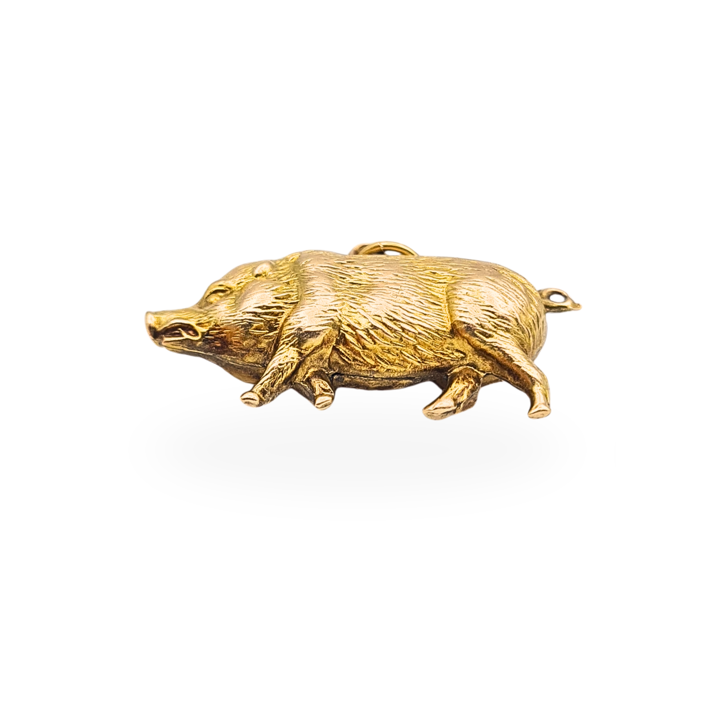 Large 9ct Gold Pig Boar Charm Pendant Hollow Moving Rattle Animal Charm