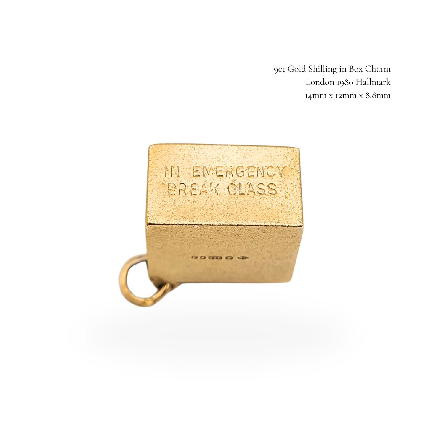 9ct Gold Folded 10 Shilling Note "In Emergency Break Glass." Charm