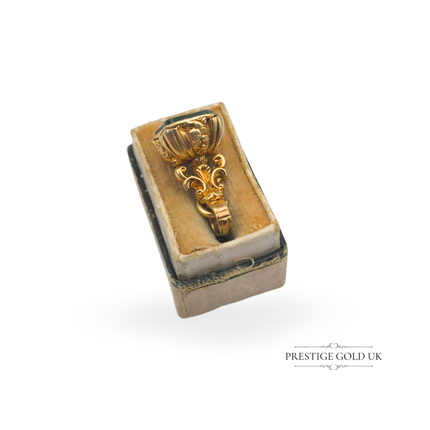 Antique 9ct Gold Shield Fob, Victorian Intaglio Seal with MC Monogram