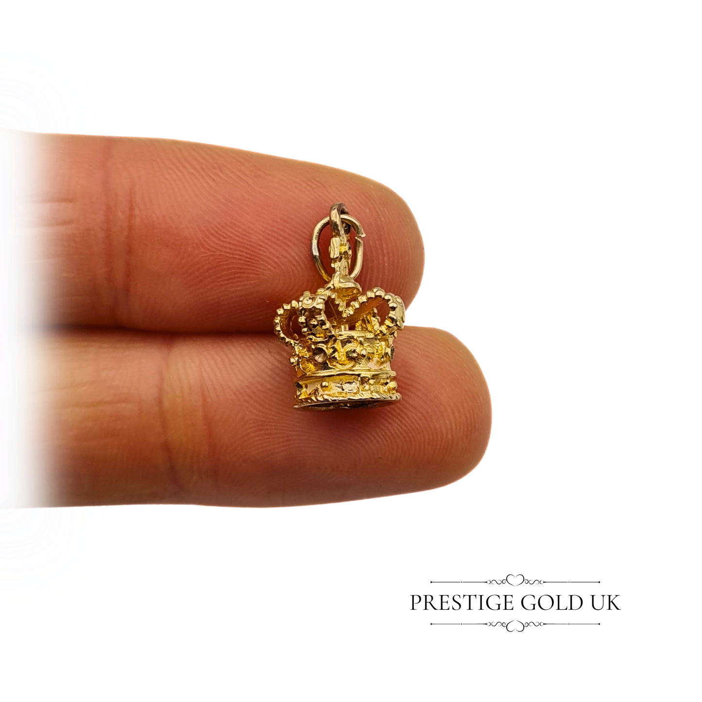 Vintage 9ct Gold Crown Charm, Fully Hallmarked London 1971