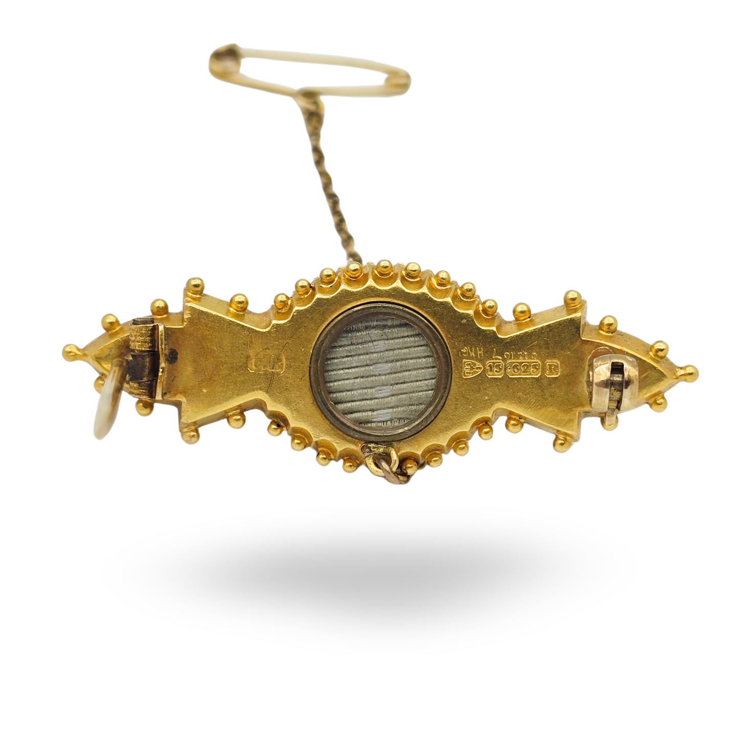 Ornate Edwardian 15ct Gold Cabochon Brooch,  Chester 1900