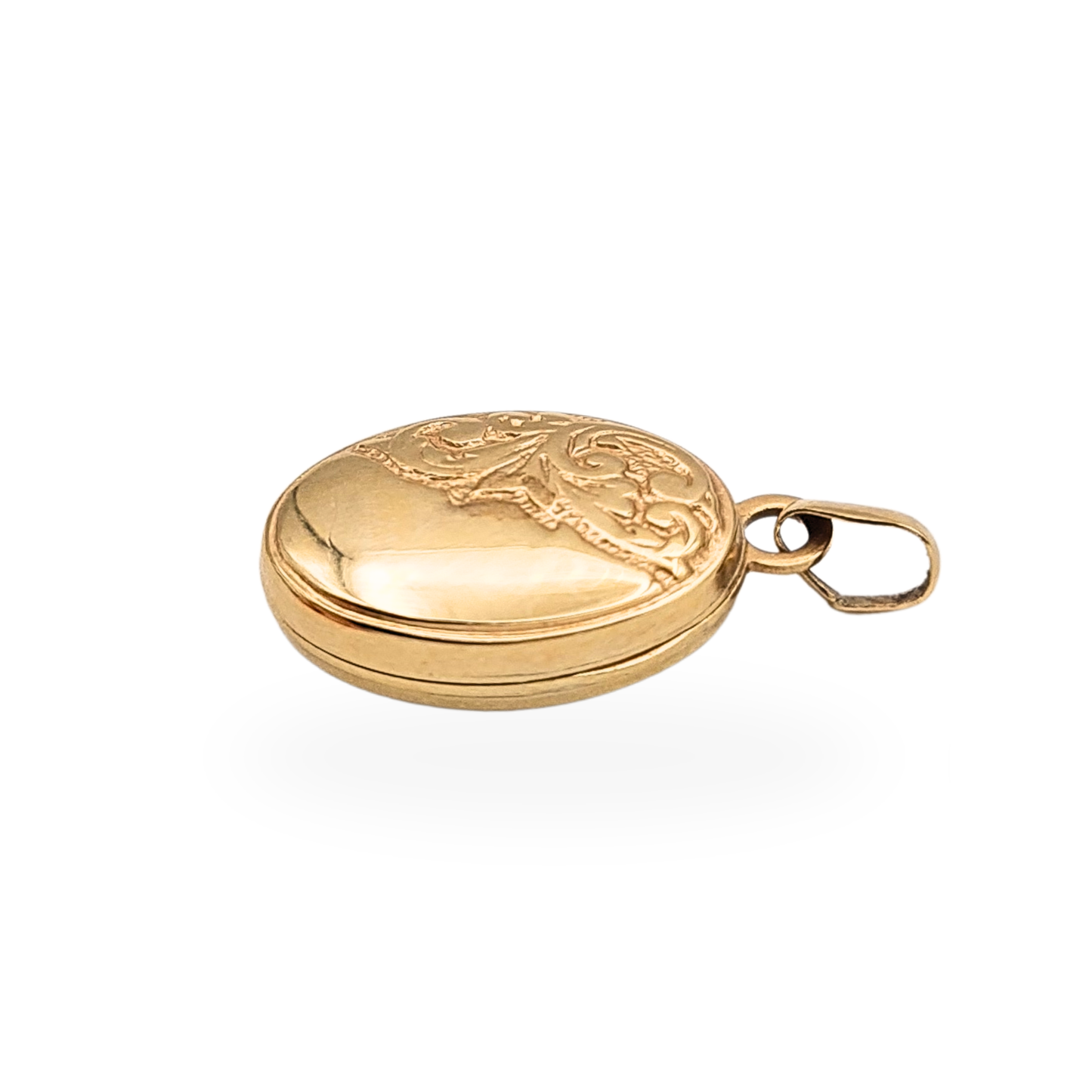 Tiny 9ct Gold Oval Photo Locket Tiny Engraved Pendant Opening Charm