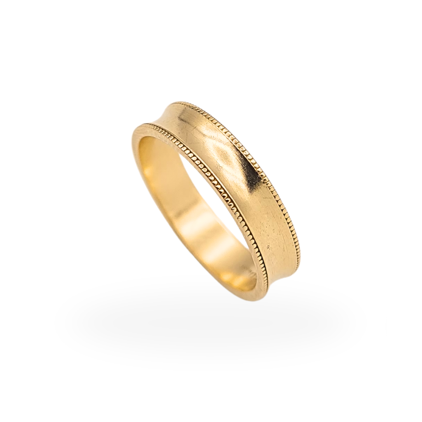9ct Gold Dished Bead Edge Wedding Ring Hallmarked 1992 UK K US 5.25