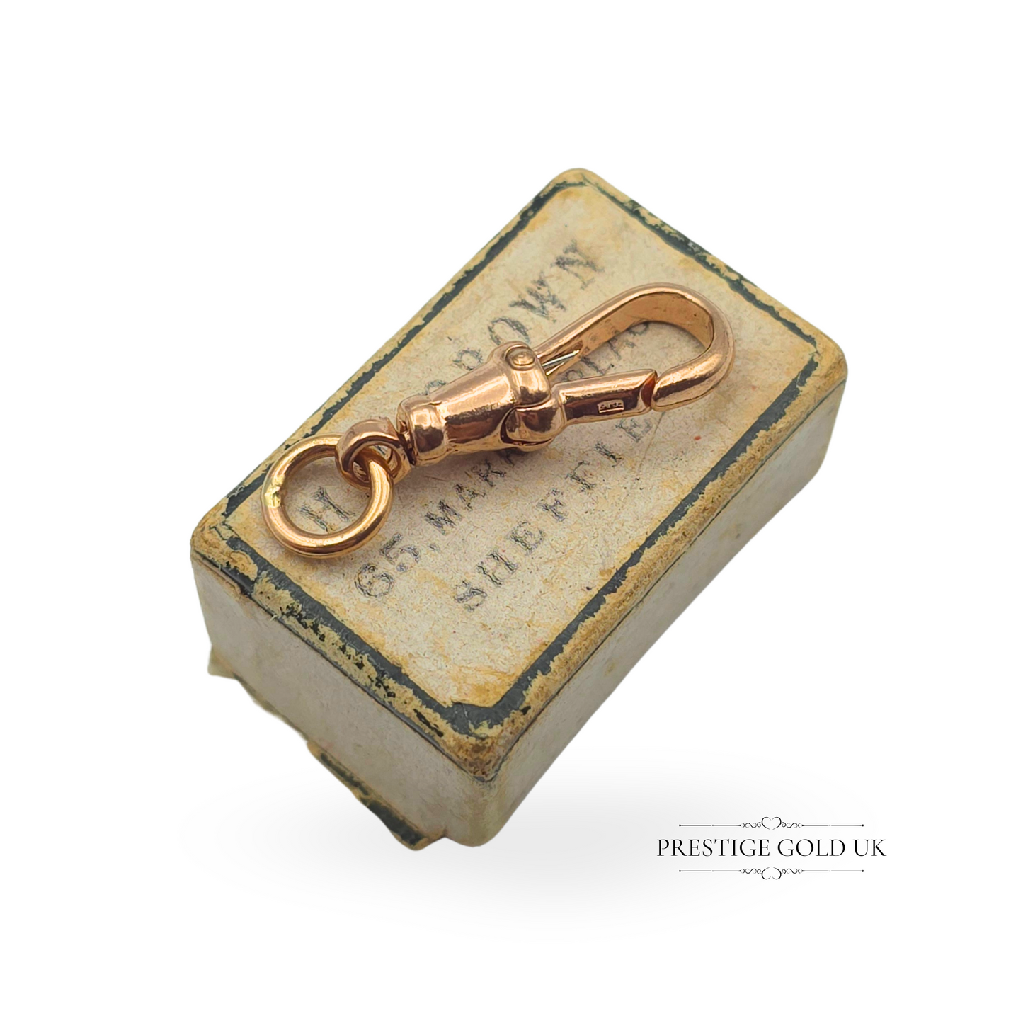 Antique 9ct Rose Gold Dog Clip for Albert Chain 21mm Tall