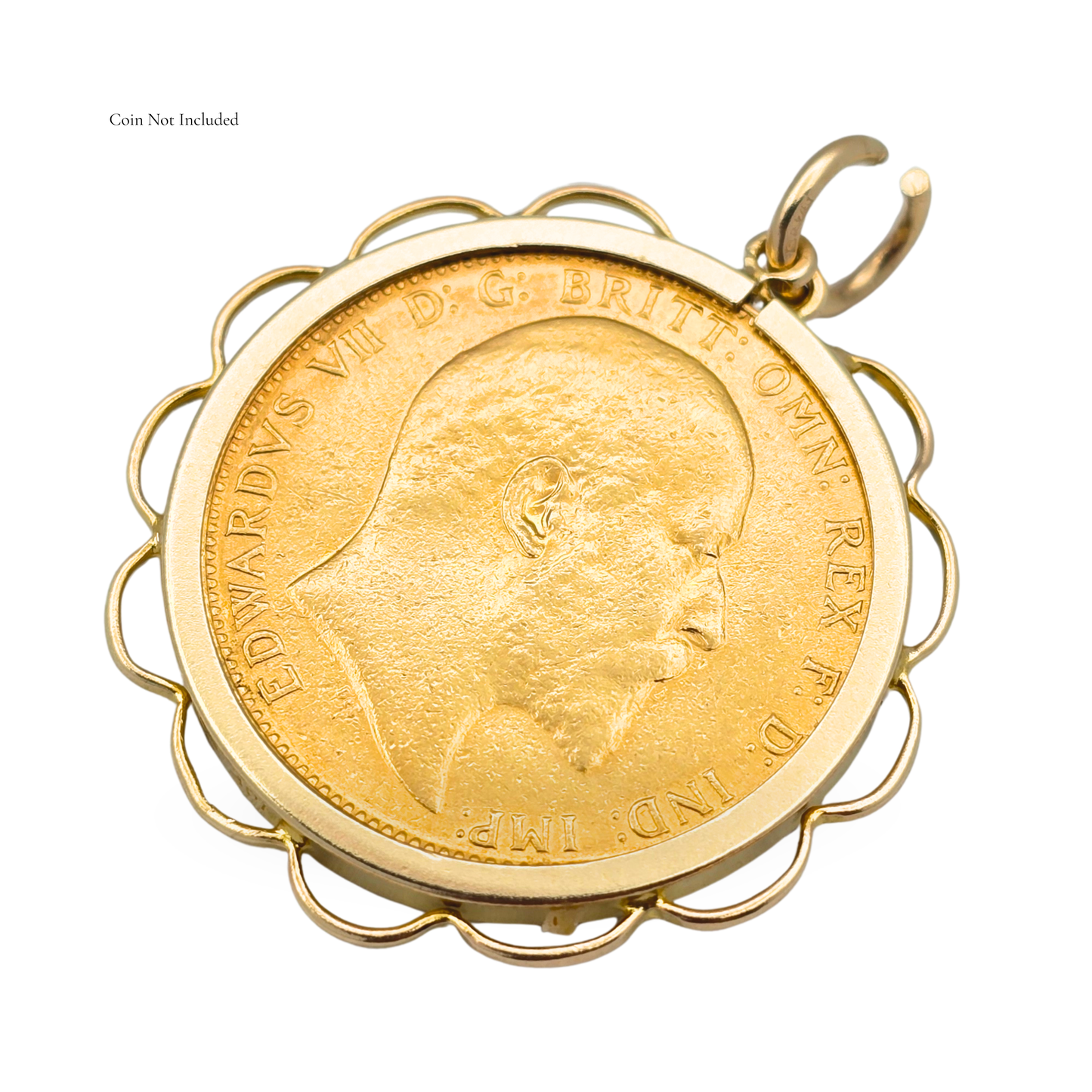 9ct Gold Full Sovereign Holder Pendant Scalloped Edge, Birmingham 1986