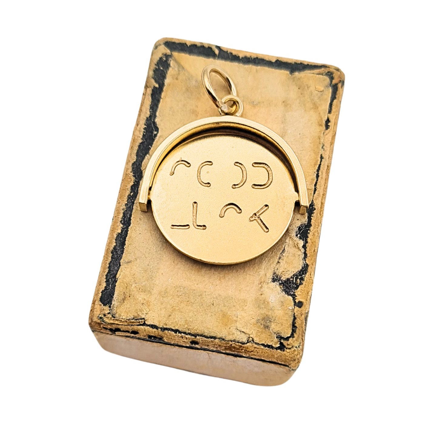 Tiny 9ct Gold Vintage Good Luck Spinning Charm 1970 London