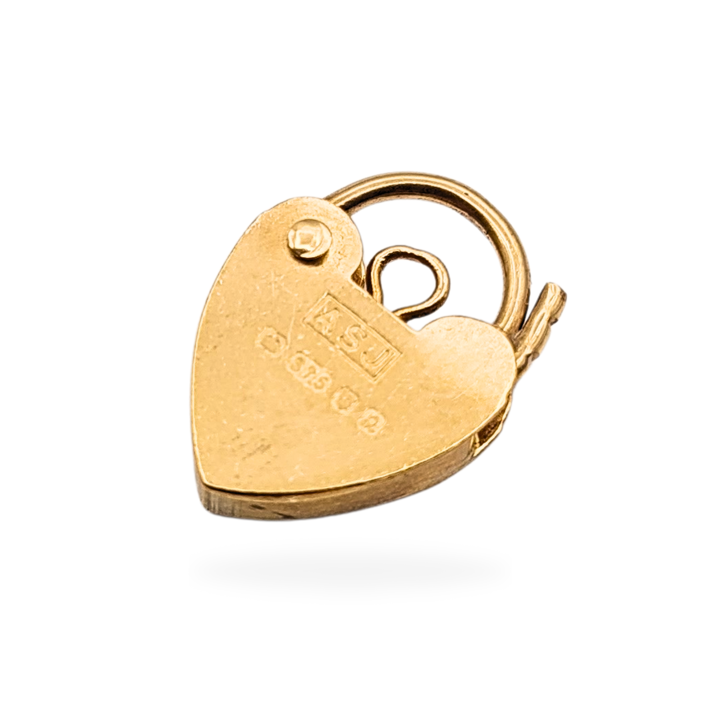 9ct Gold Heart Padlock Charm, ASJ, London 1991