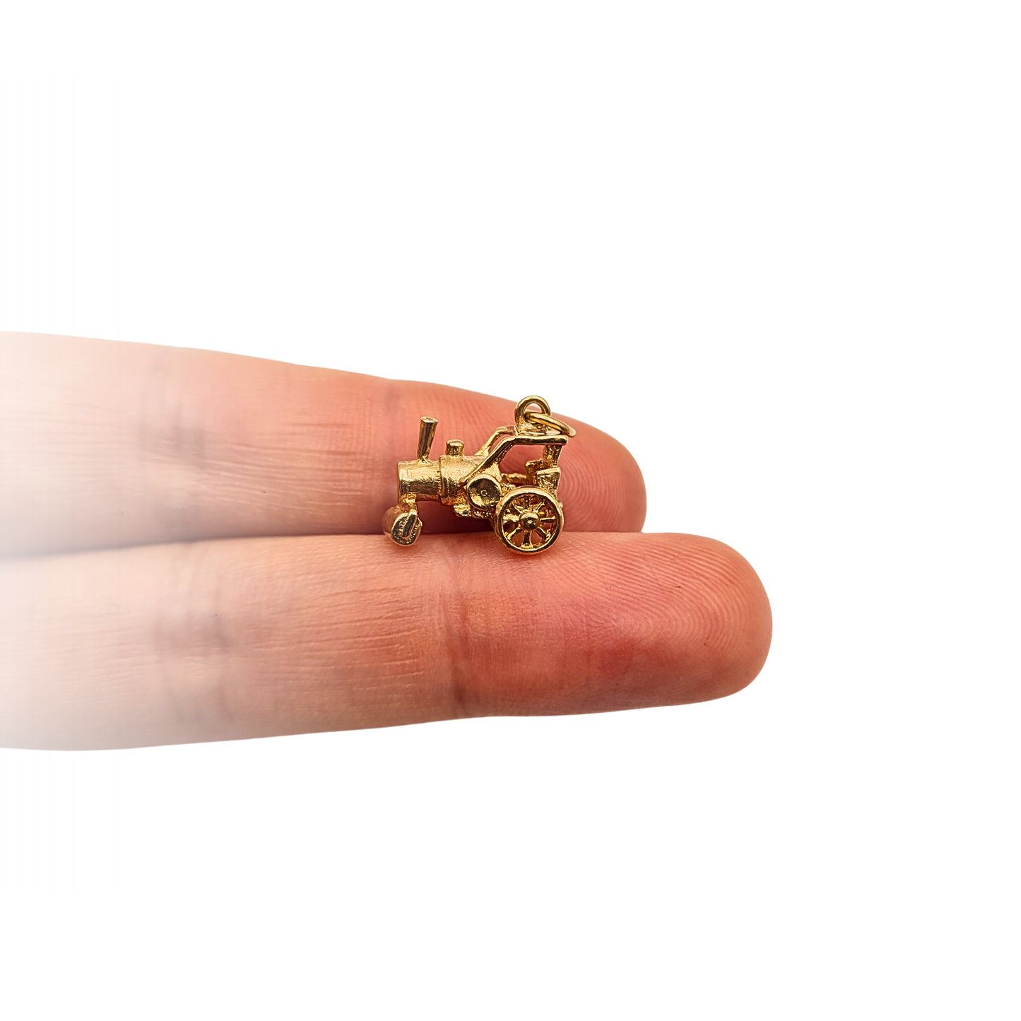 Vintage 9ct Gold Steam Road Roller, Charm Pendant, Fully Hallmarked